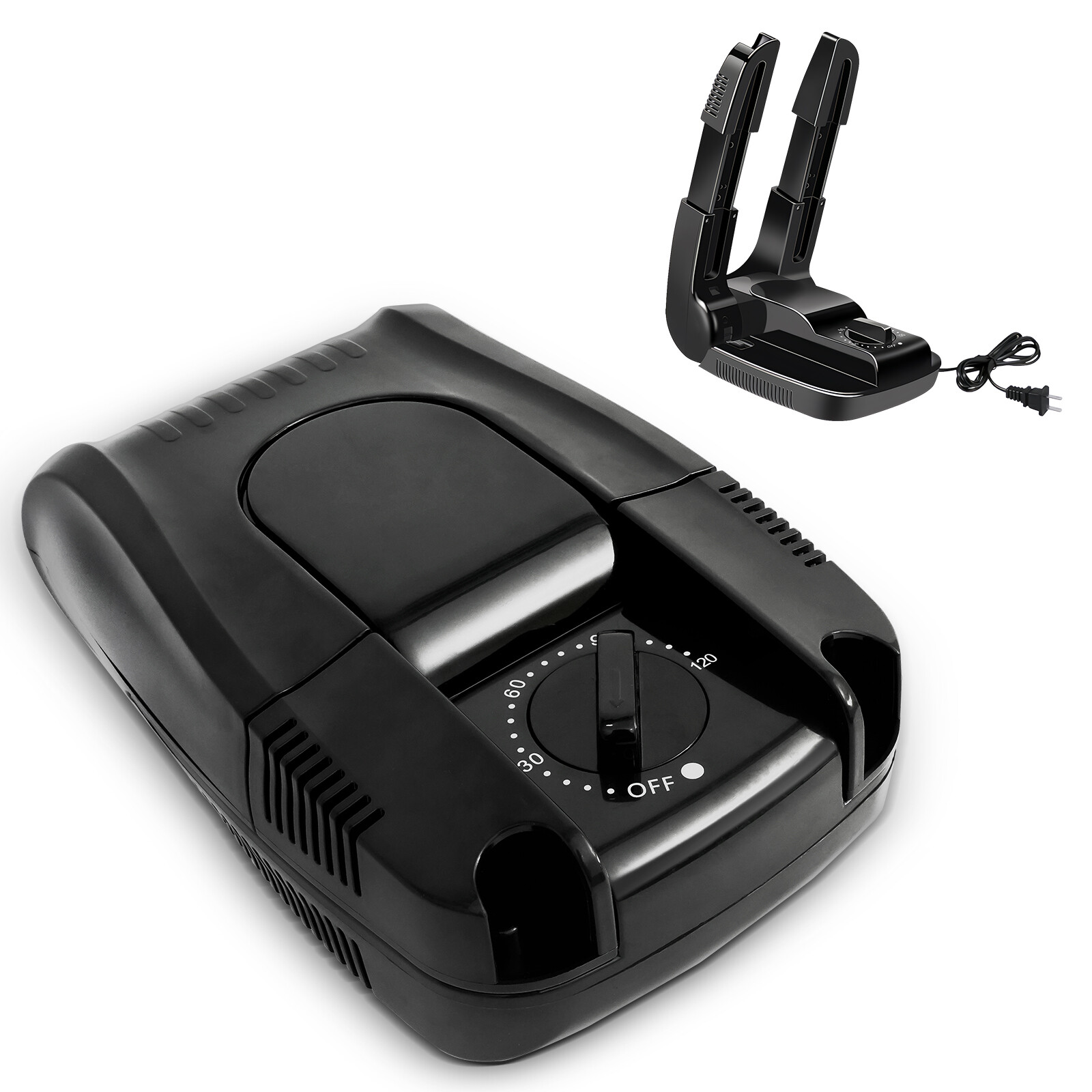 2-Tube Shoe Dryer Boot Dryer with Heat Blower Black Prevent Odor Mold Foldable