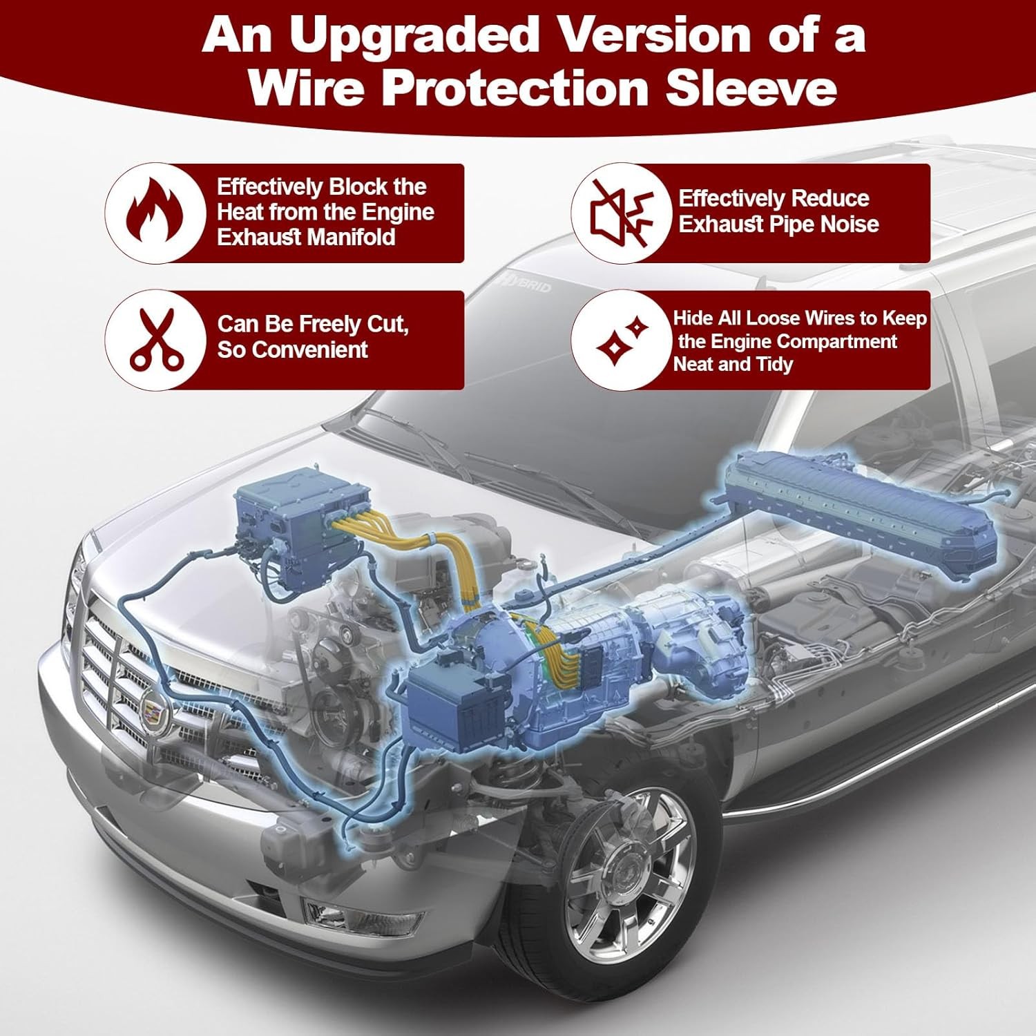 Braided Split-Sleeve Wire Loom for High-Temperature Auto Cable Harness Wrapping
