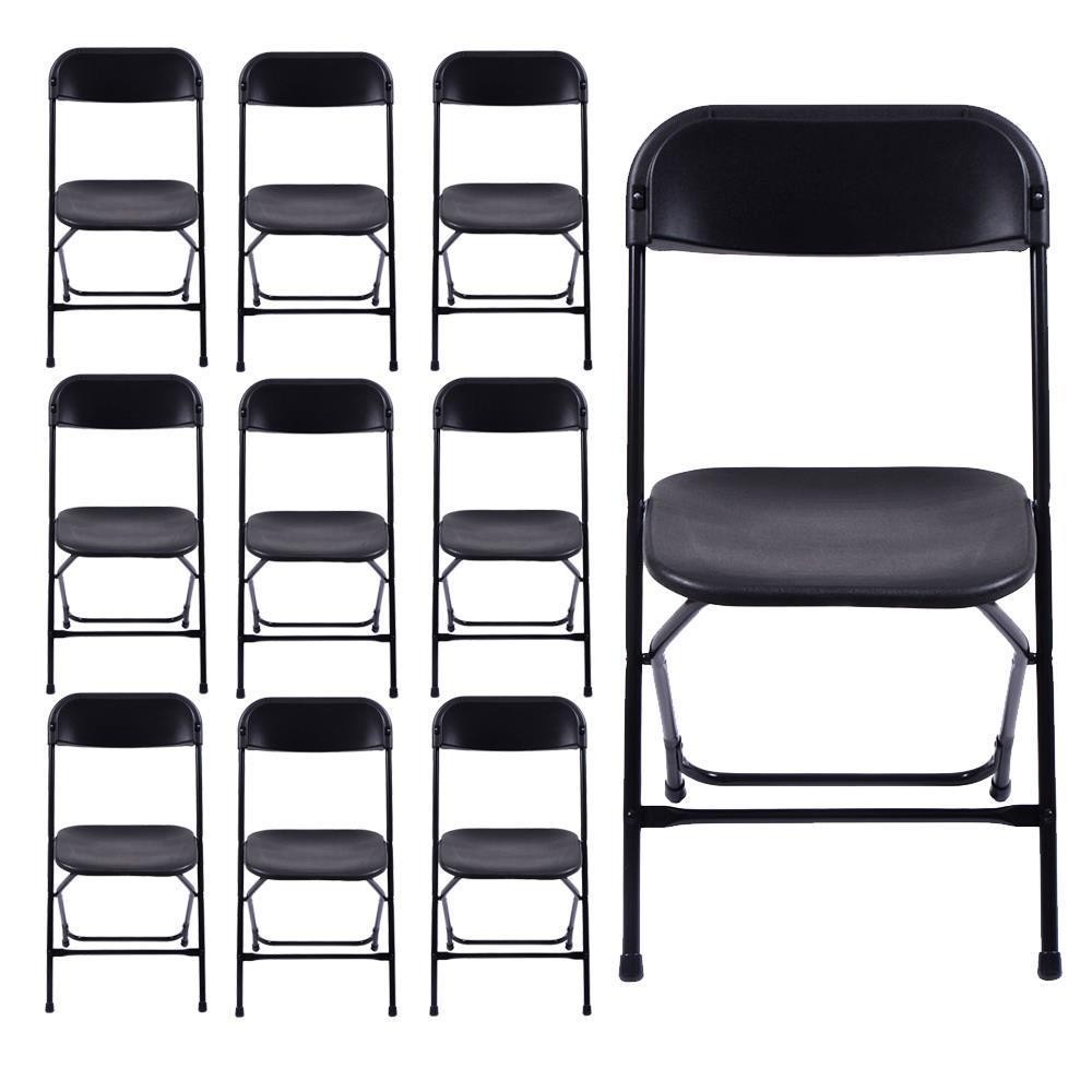 6 PCS Plastic Commercial Wedding Quality Stackable Folding Chairs Party Black