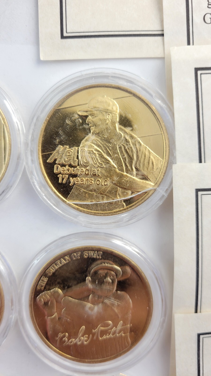 12pc.Shining Stars of Baseball Plated 24KT Gold: CyYoung, Bebe Ruth, Willie Mays