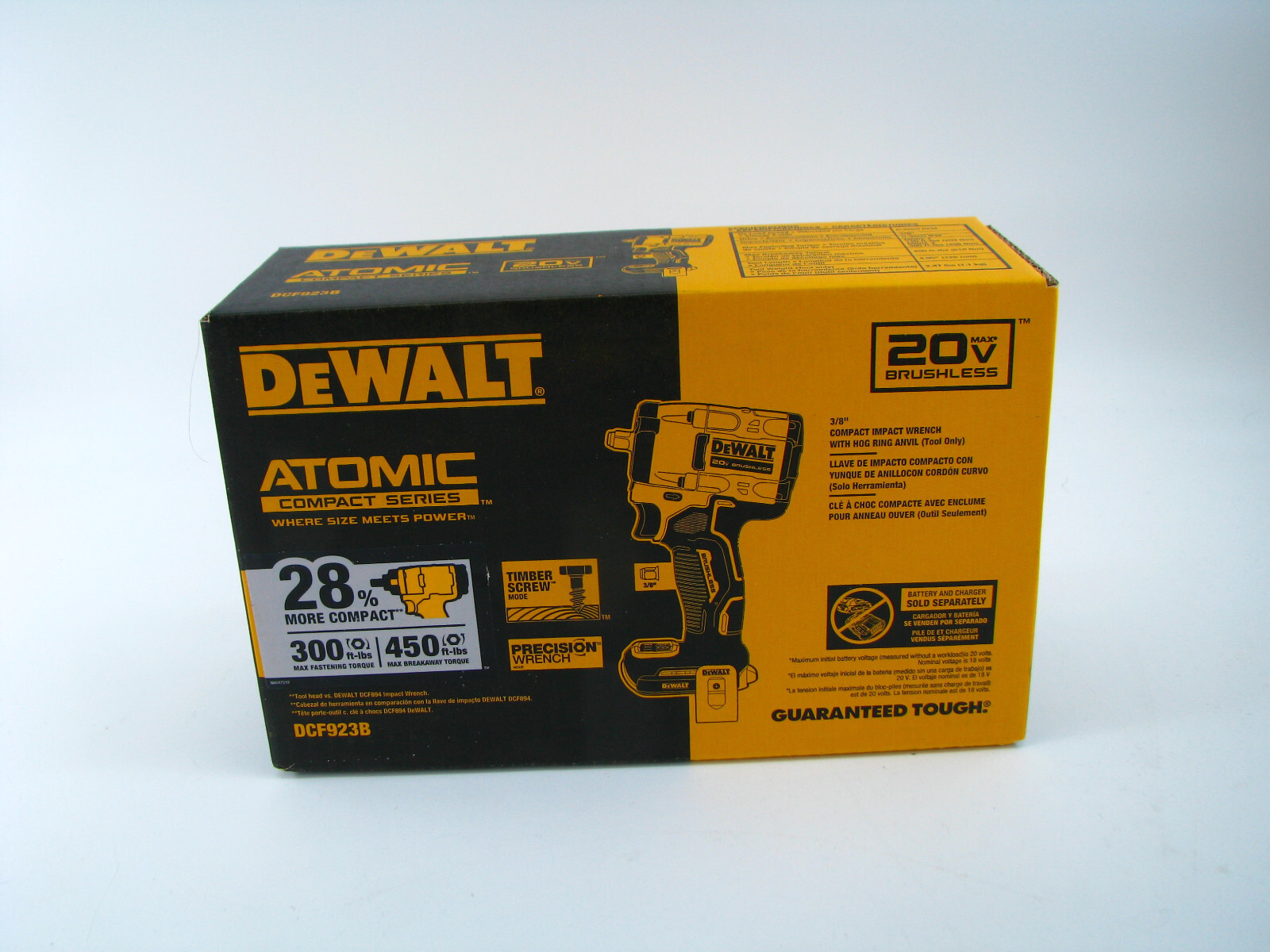 NEW DEWALT Atomic 20V Brushless 3/8" Impact Wrench DCF923 20 volt compact small