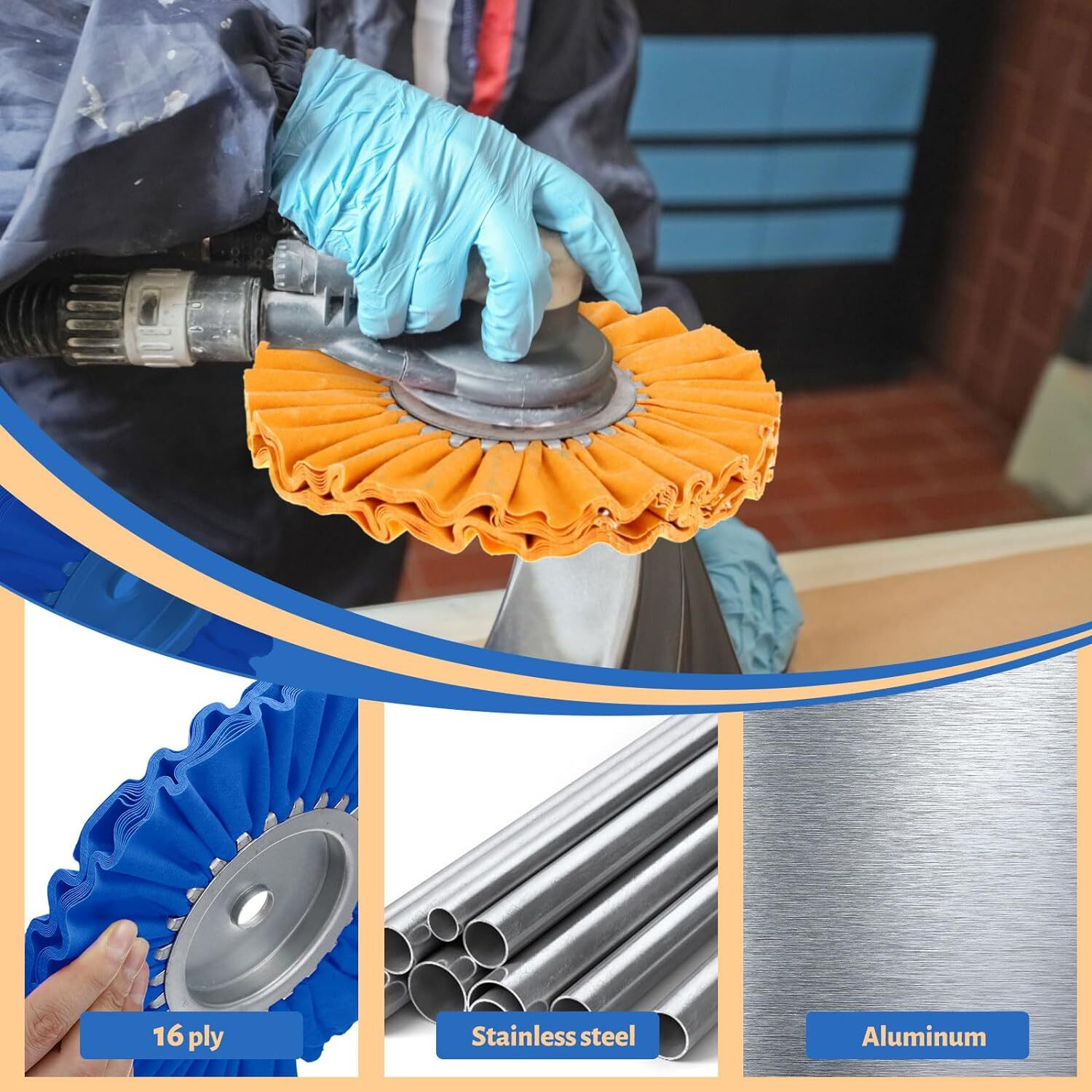 8 Pcs 8 Airway Buffing Wheel Aluminum Wheel Polishing Kit In Diameter 5/8 Inch