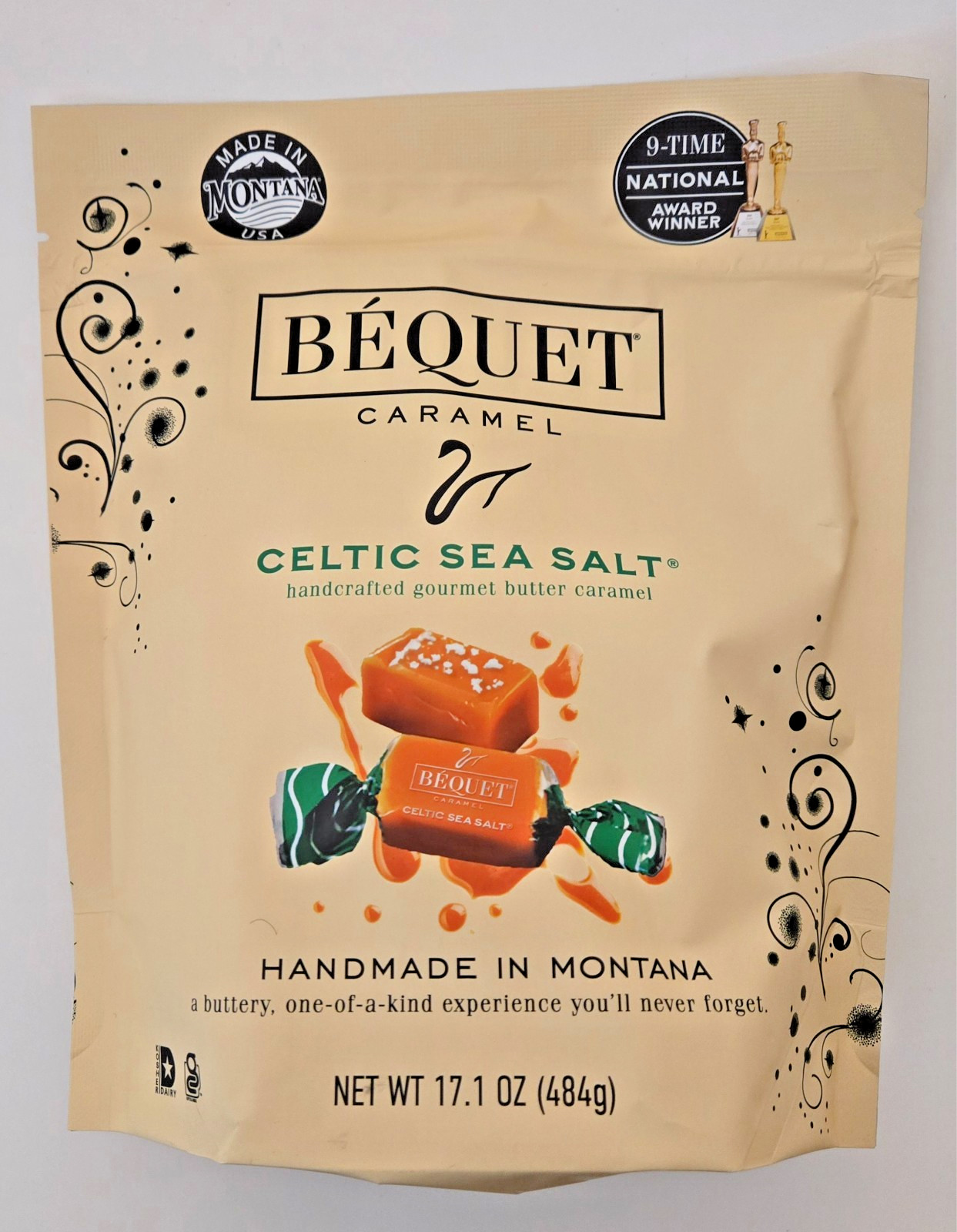 2 X Bequet Caramel Celtic Sea Salt Caramels 17.1 Ounce Bag exp 05/26