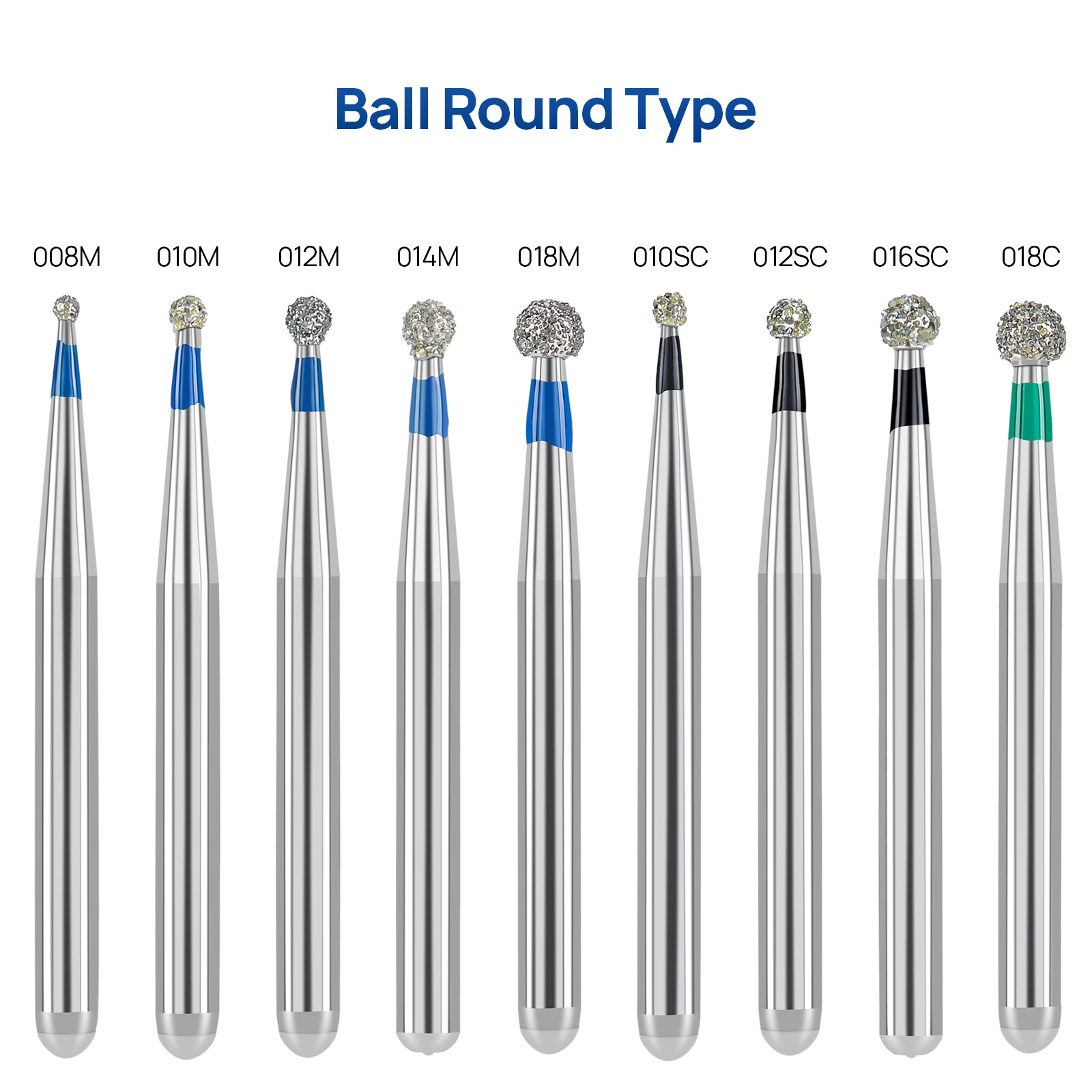 JMU Dental FG Diamond Burs for High Speed Handpiece, Medium Grit Round Bur 5pcs