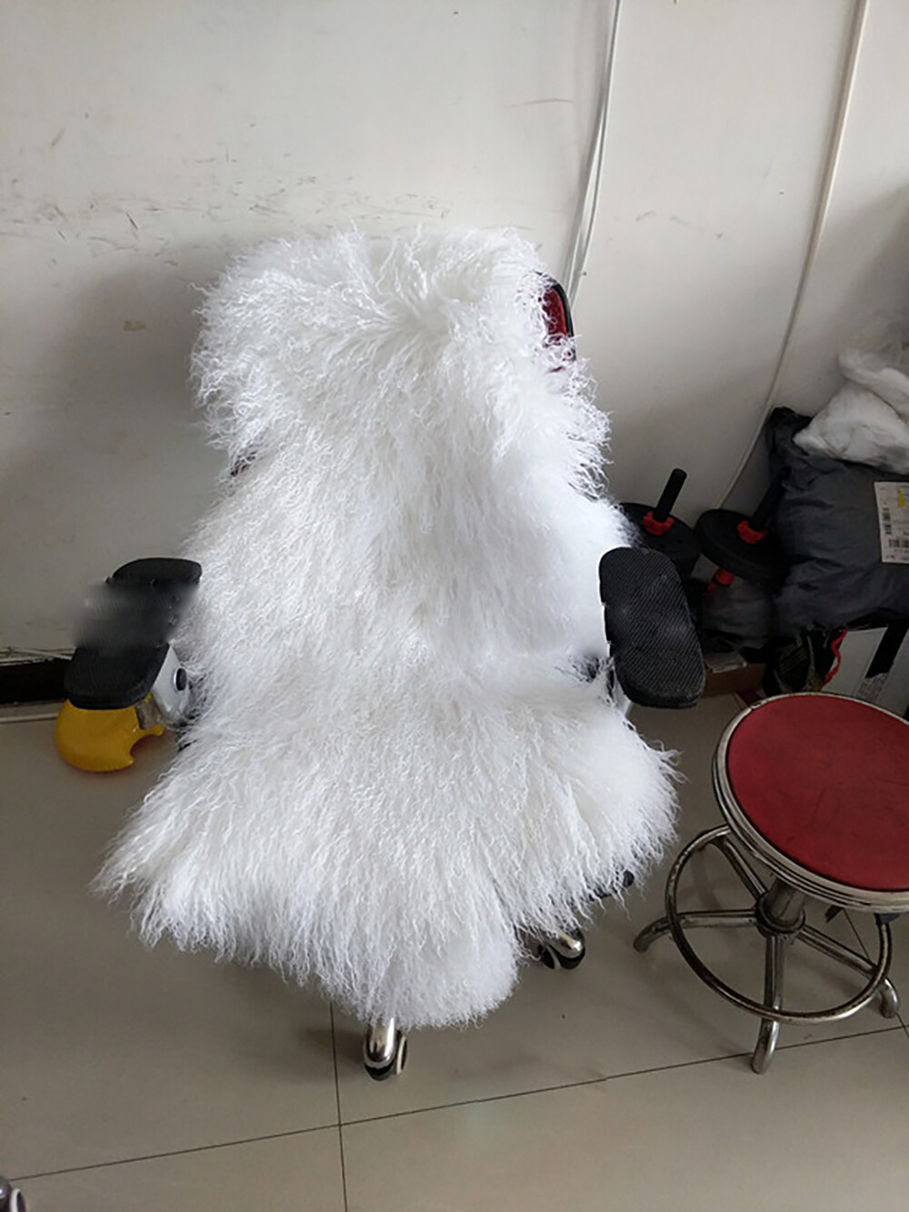 Real Mongolian Fur Throw Tibetan Lambskin Rug Hide Pelt Curl Hair Carpet 2'X3.3'