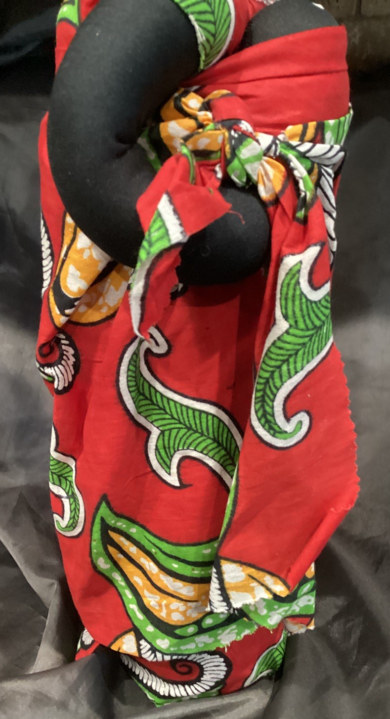 TALL AFRICAN SAHAHA MOTHER N BABY DOLL CLOTH TRIBAL DRESS 16”T W BASKET N BEADS