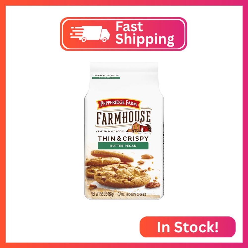 Pepperidge Farm Farmhouse Thin & Crispy Butter Pecan Cookies, 5.9 oz. Bag