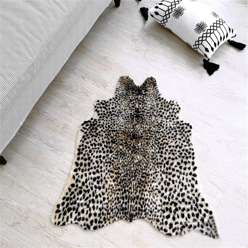 Animal Printed Zebra Leopard Tiger Cow Hide Faux Fur Rug Carpet Blanket Washable