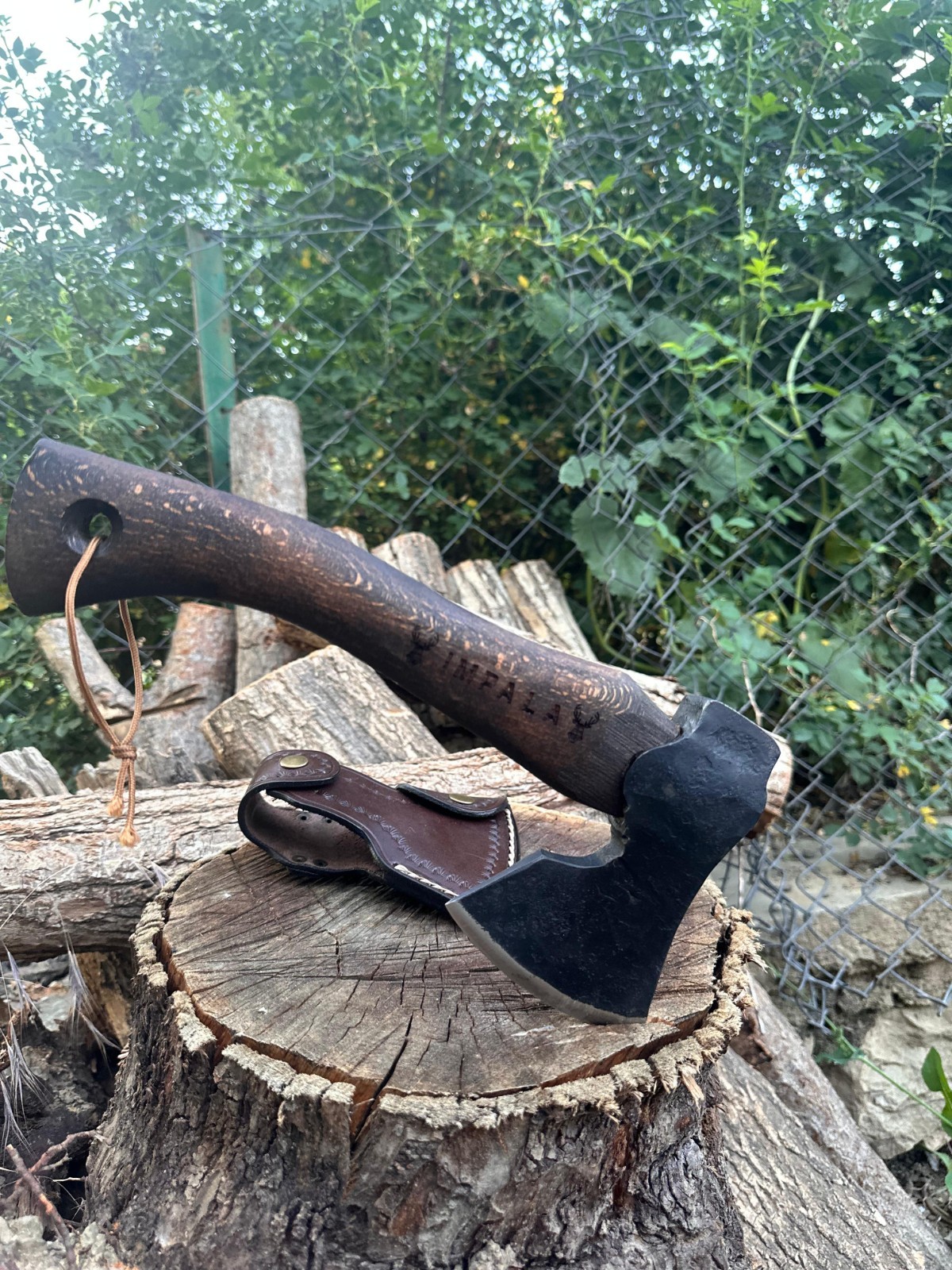 Small Forest Axe with Leather Sheath, Forged Hatchet, HandForged Outdoor Tool