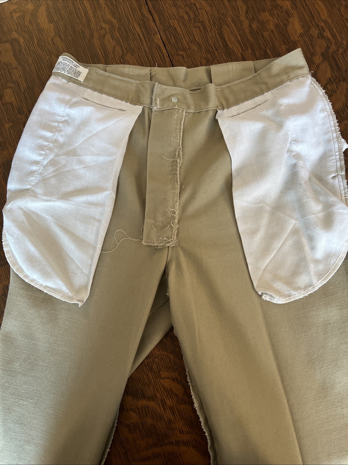 Vintage 70s Mens Bell Bottom Flare Pants Tan Cotton Waist 30 Inseam 31 Wright