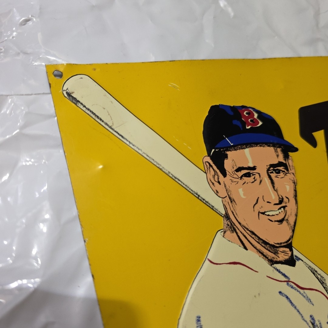 VTG TED WILLIAMS Ted's Delicious Creamy ROOT BEER SIGN 10in. x 15in. Green Back