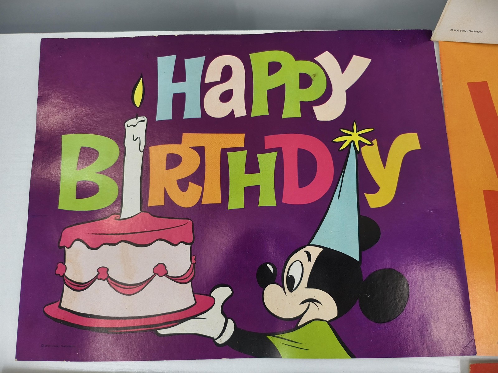 Vintage Walt Disney Productions Party Sign Lot Of 7 Mickey Goofy Title Cards