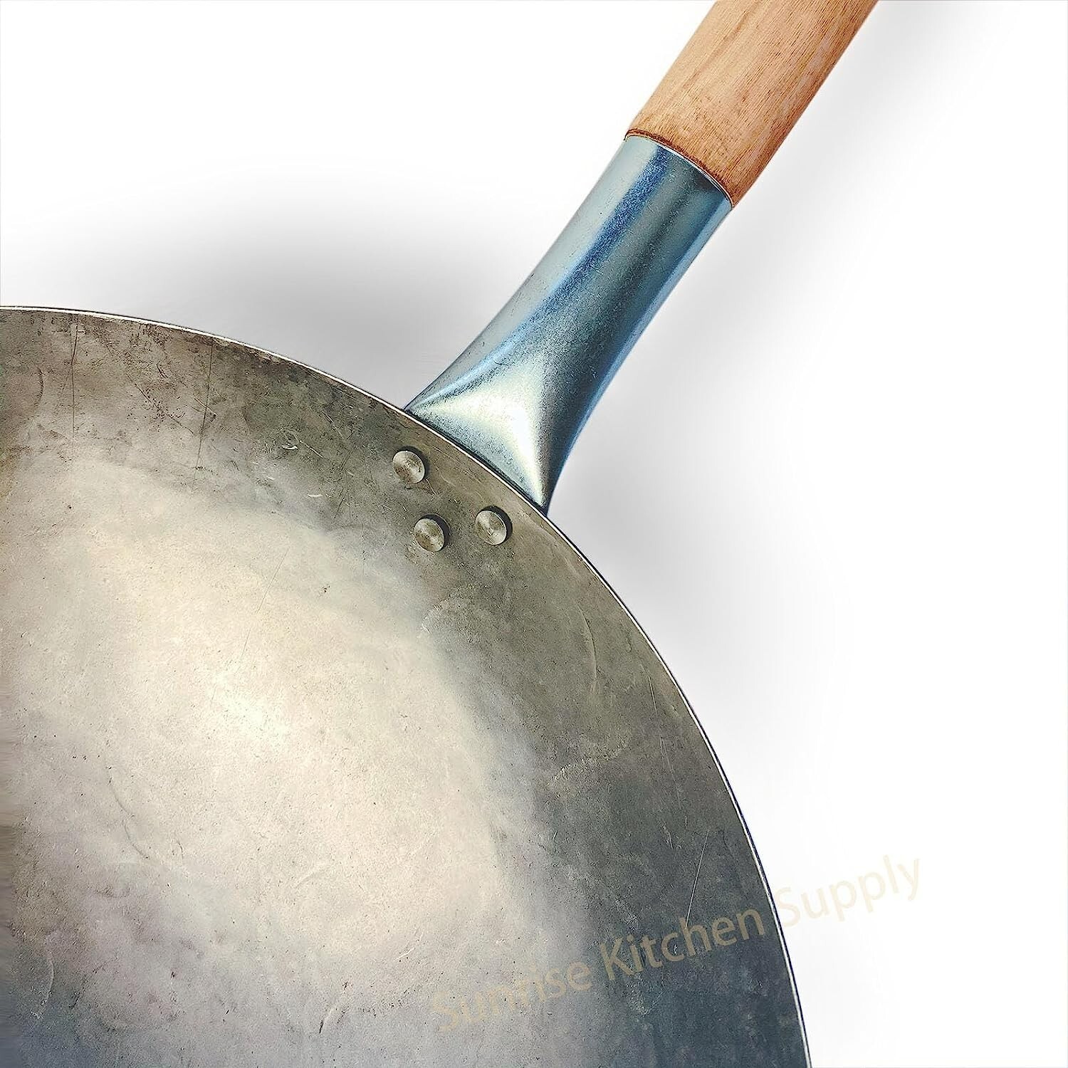 1.8 mm Thickness Heavy Duty Hand Hammered Carbon Steel Wok 14 inch, Round Bottom