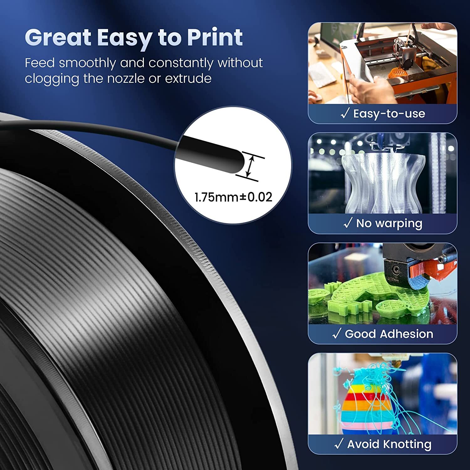 【BUY 6 GET 4 FREE,ADD 10】SUNLU 1.75MM SILK Shiny PLA+ Filament 1KG/2.2LBS Spool