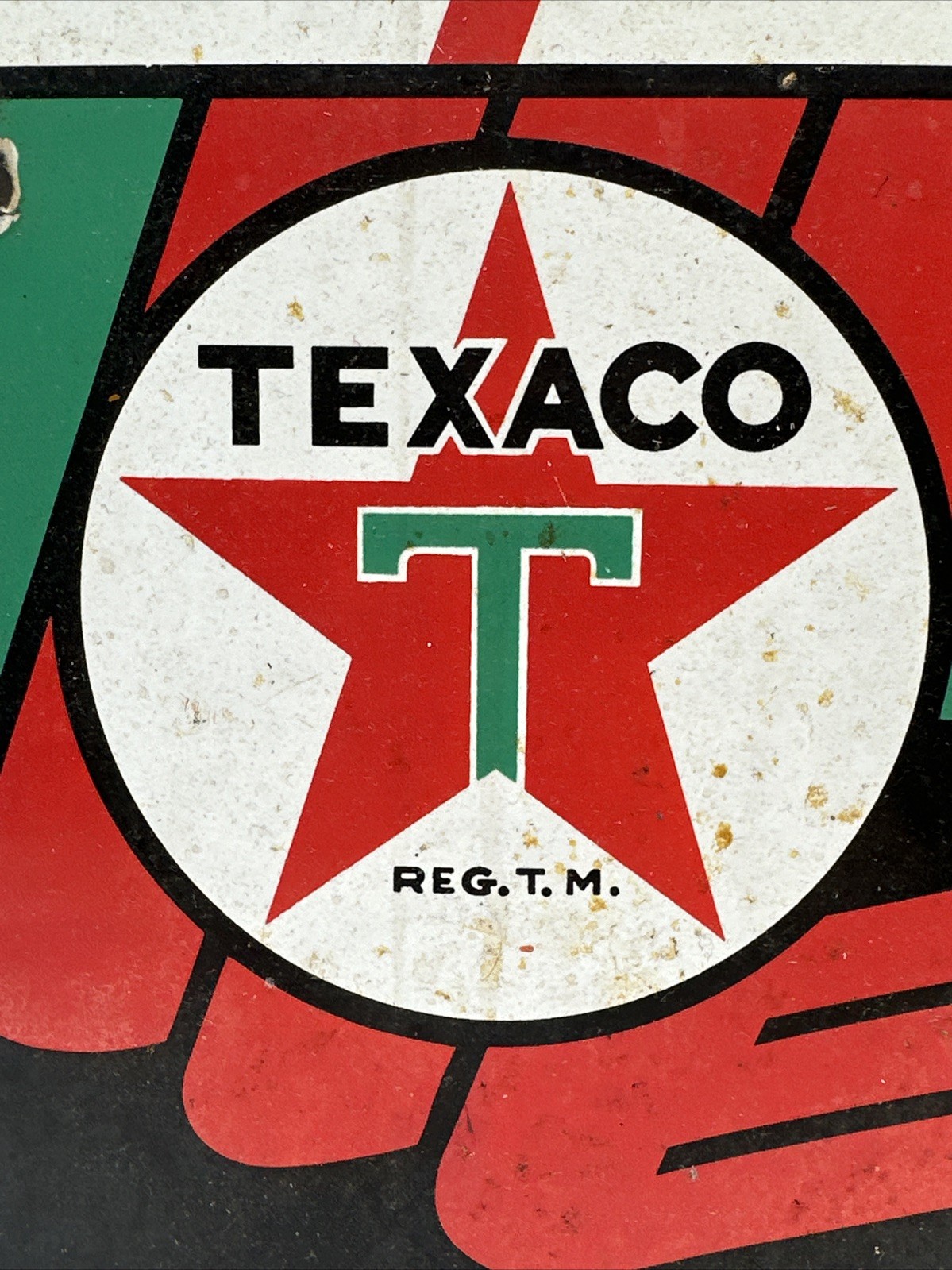 Vintage Texaco Sky Chief Gasoline Metal Sign 1947 12x18 Used