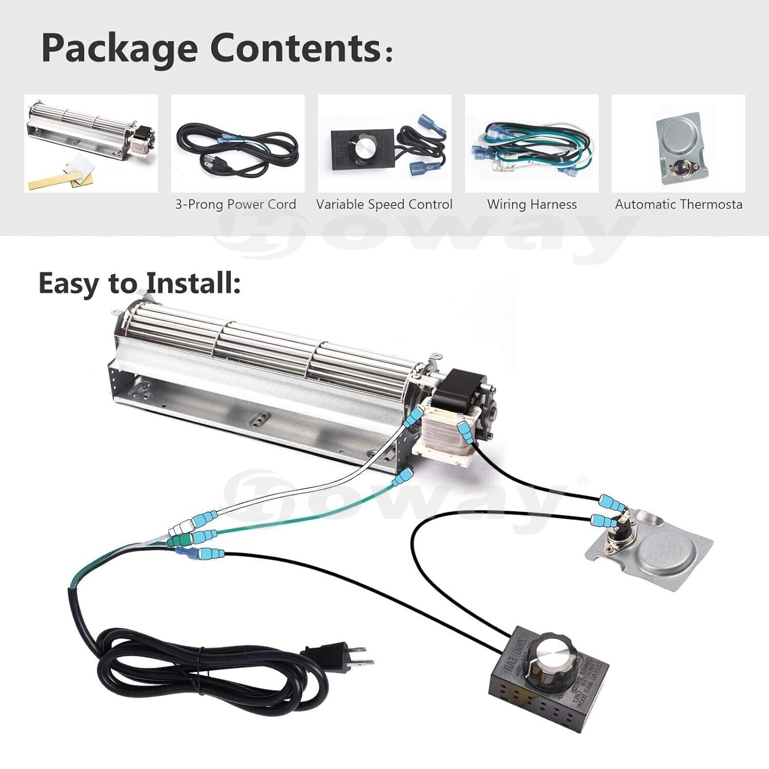 BKT GA3650 GA3700 GA3750 GA3650T GA3700T GA3750A Fireplace Blower Fan for Desa