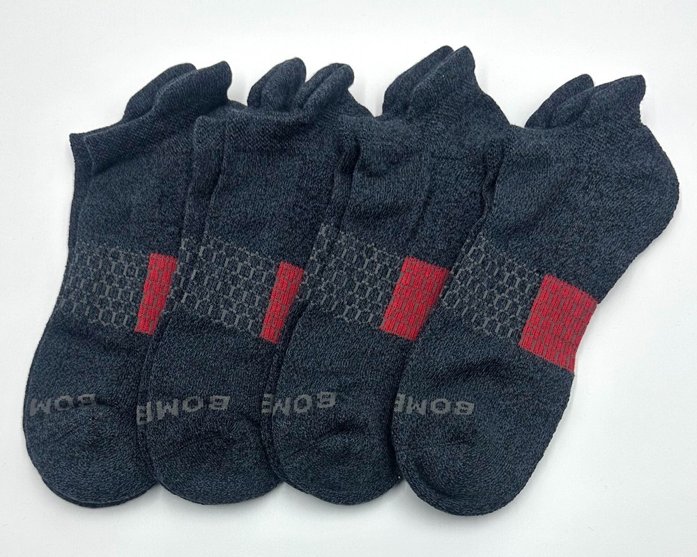 4 pairs Men's honeycomb Marl Ankle Socks Athletic Size Large Dark grey BOMBAS