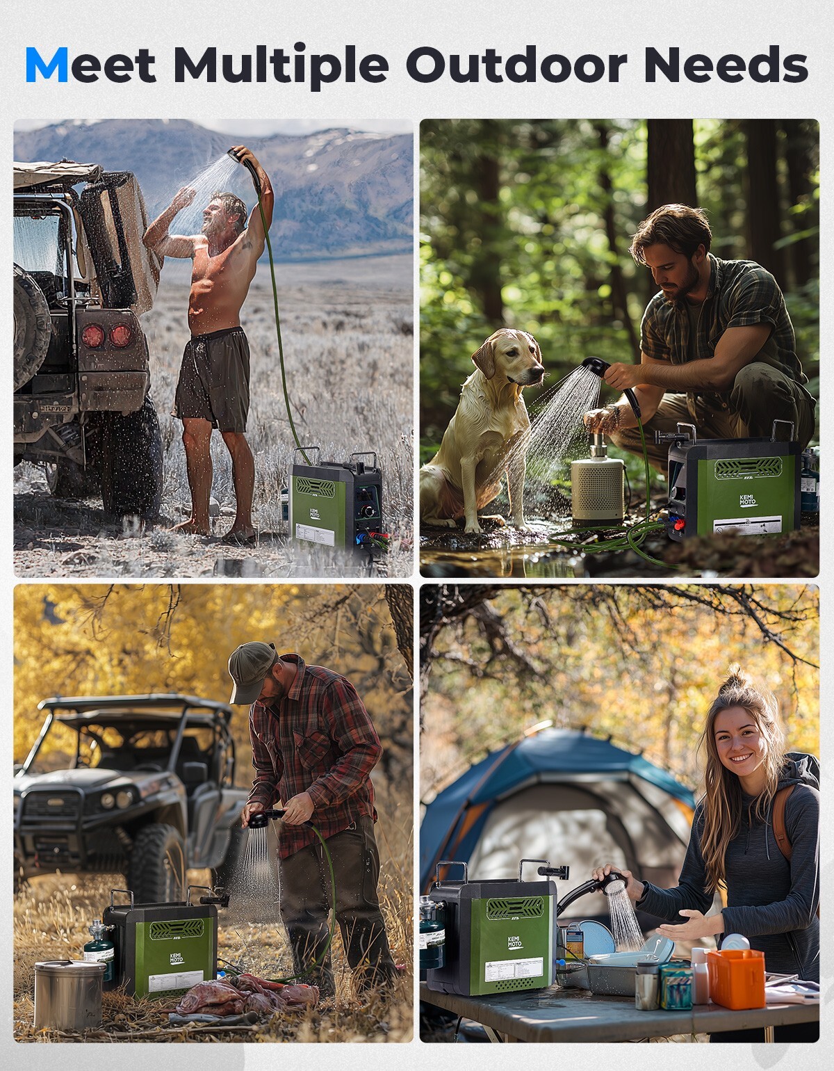 Portable Shower Propane Water Heater W/Pump for Outdoor Camping Hunting Cleaning