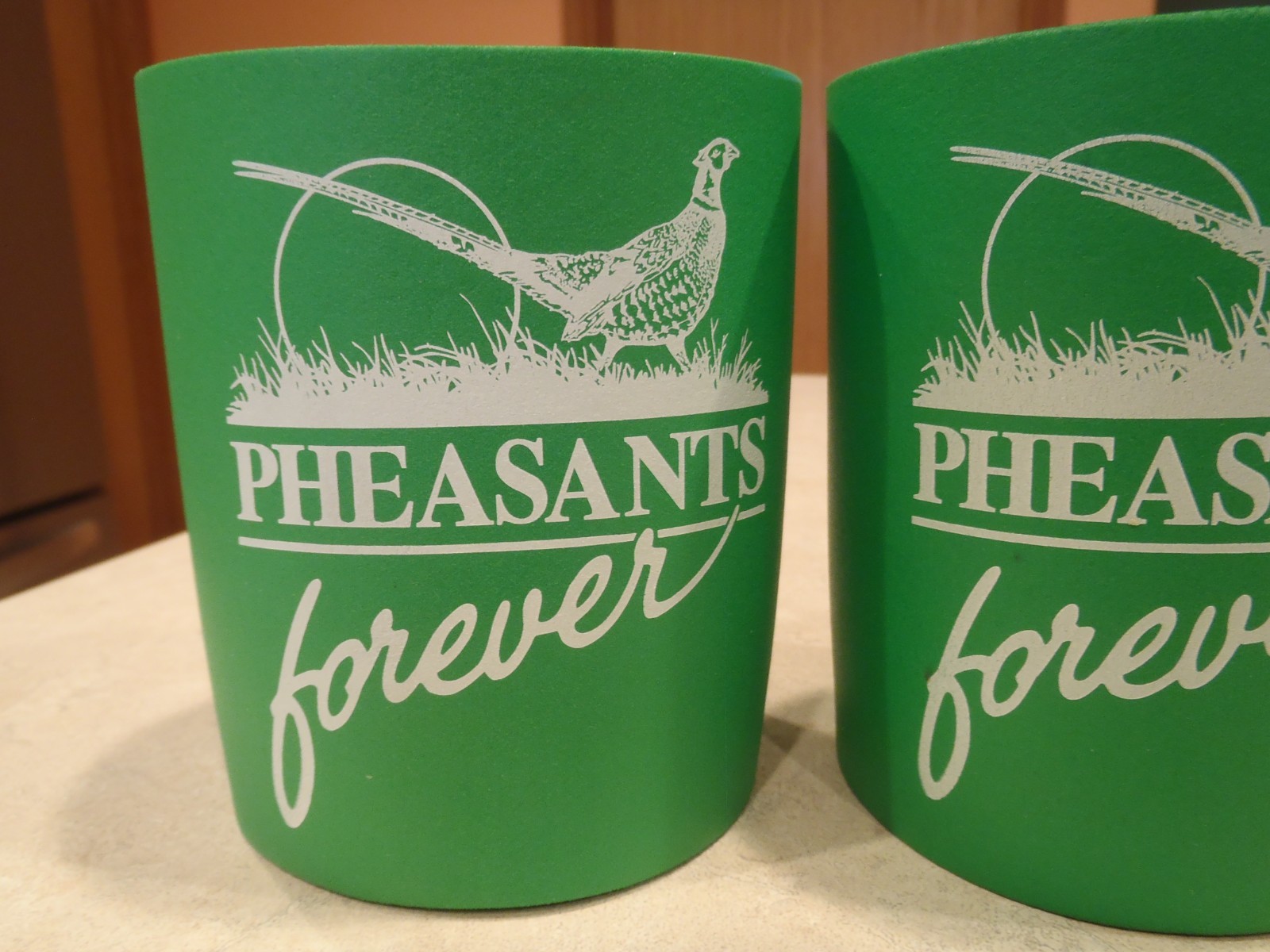 Vintage Pheasants Forever Can Koozie Lot of 2 Green Foam