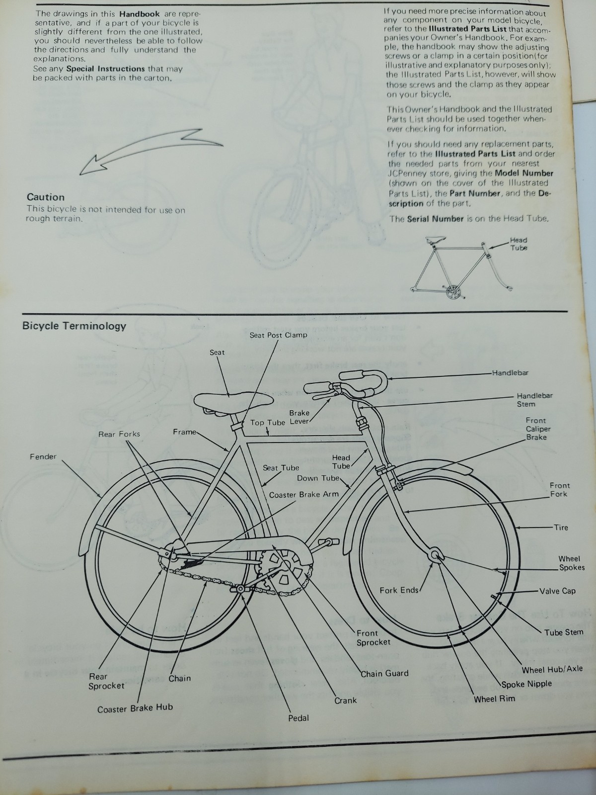 1976 JC Penny Bicycle Owner's Handbook For Coaster Brake Models Mixed Manuals