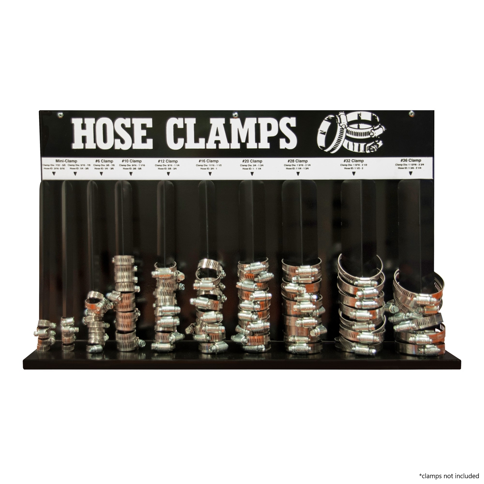 Durham 906-08-S129, 10 Loop Hose Clamp Rack, 23.25"W x 16.13"H x 5.38"D