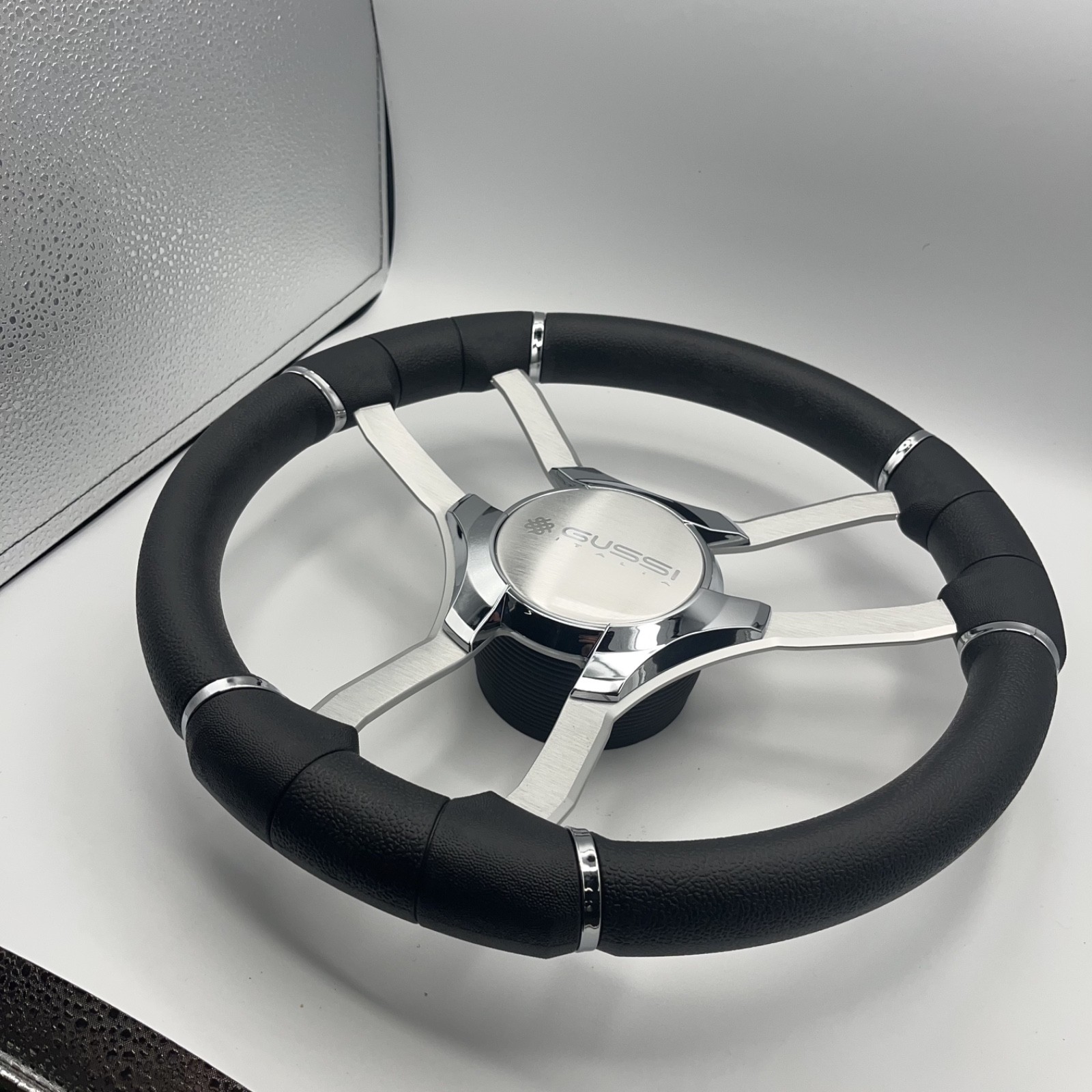 Malera Boat Steering Wheel Brushed Alum Spoke | Gussi Italia Center Cap