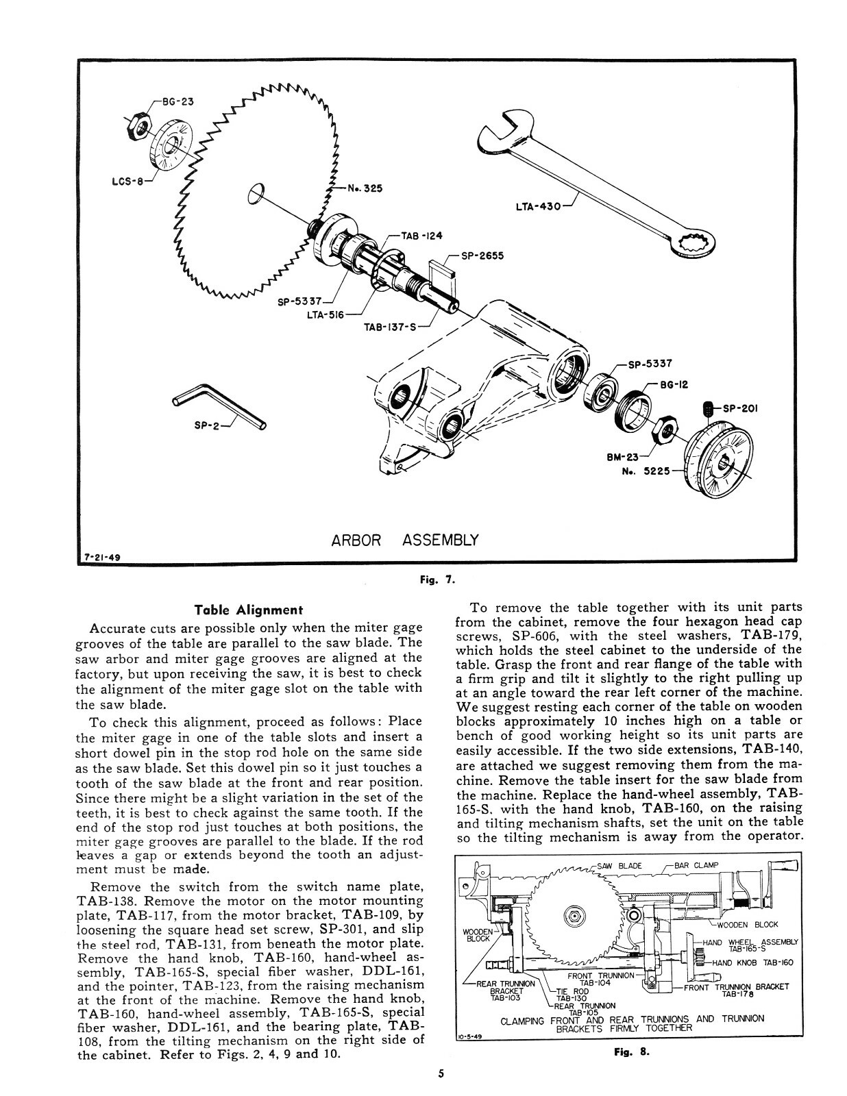 Delta Homecraft 34-500 8" Table Saw Instructions & Parts List Manual #1931
