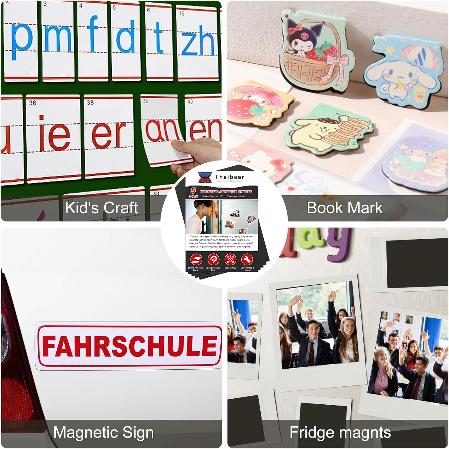 Magnetic Sheets with Adhesive Backing 8" x 10" 5 Pack