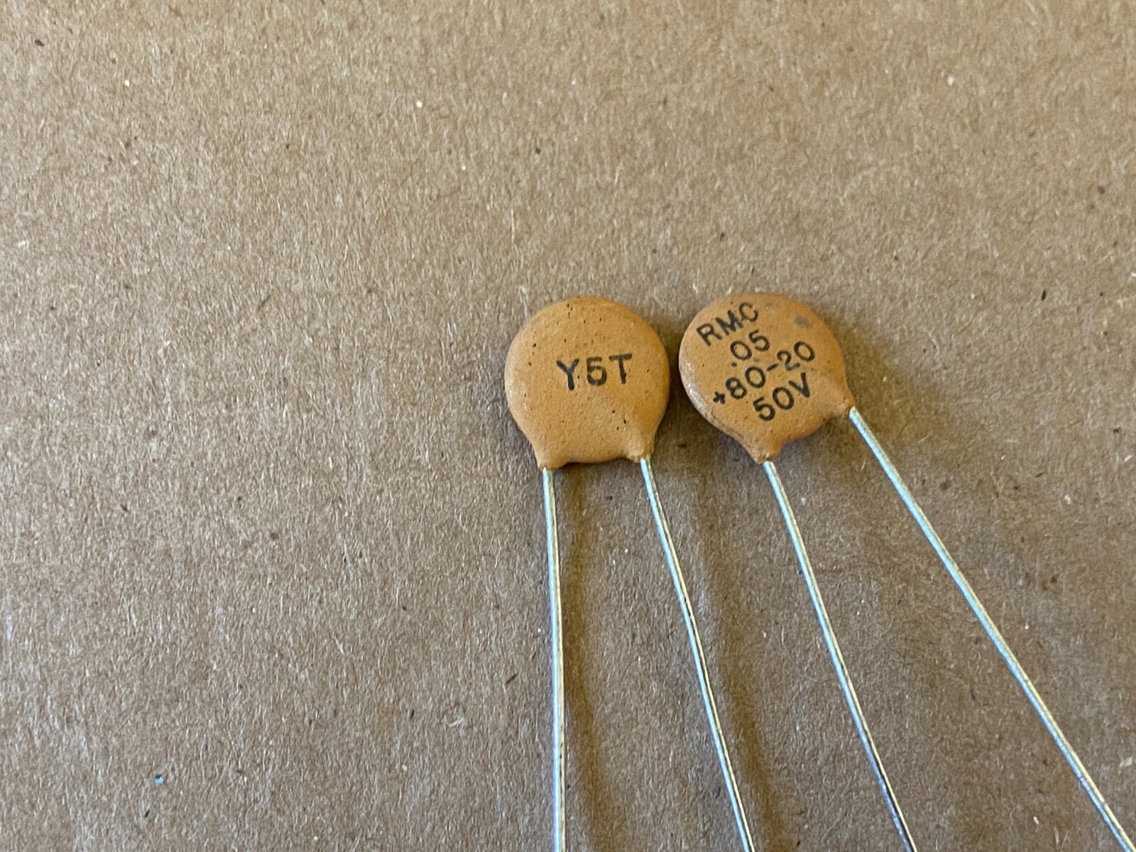 2 NOS Vintage 1970s RMC Ceramic Disc .05 uf 50v Mallory Guitar Tone Capacitors