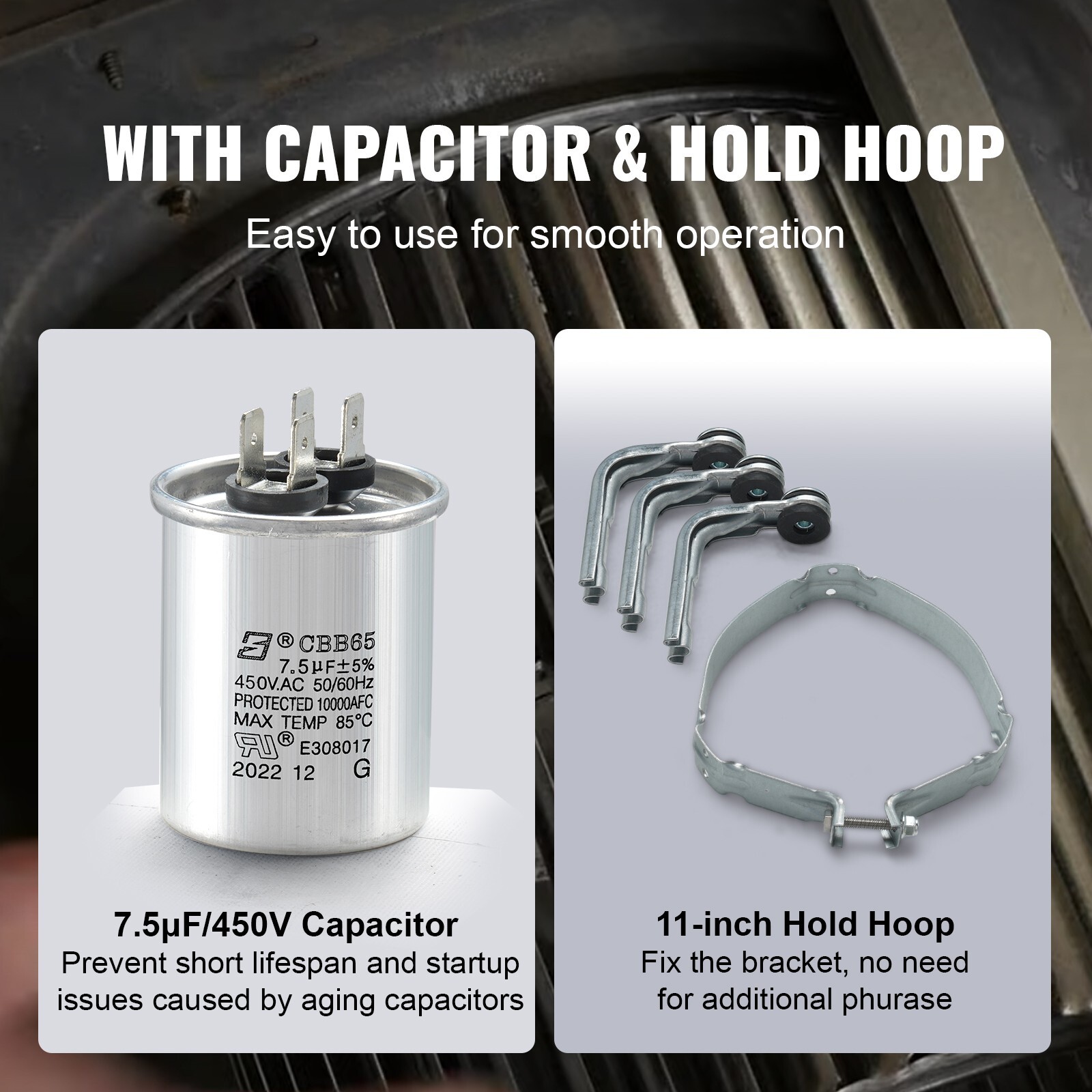 1/2HP Furnace Blower Motor 208-230V 2.7A 1075RPM 5 Speeds 48 Frame 1 Phase