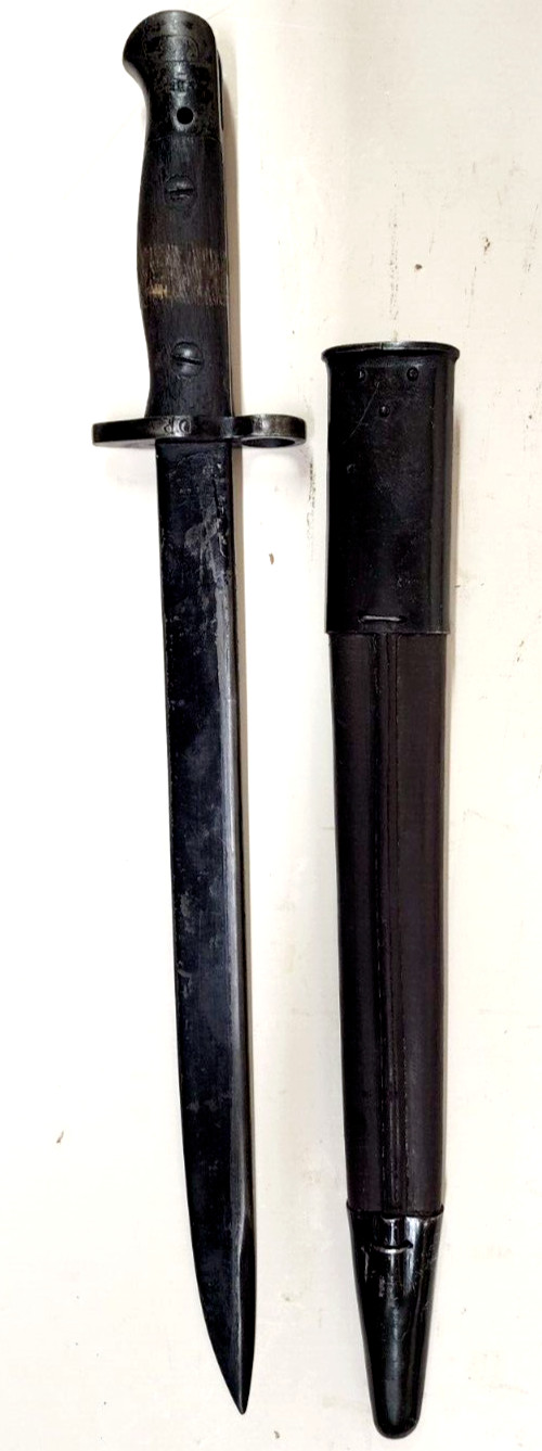 Vintage Original ENFIELD SMLE MK III SWORD BAYONET with SCABBARD 12" blade #3