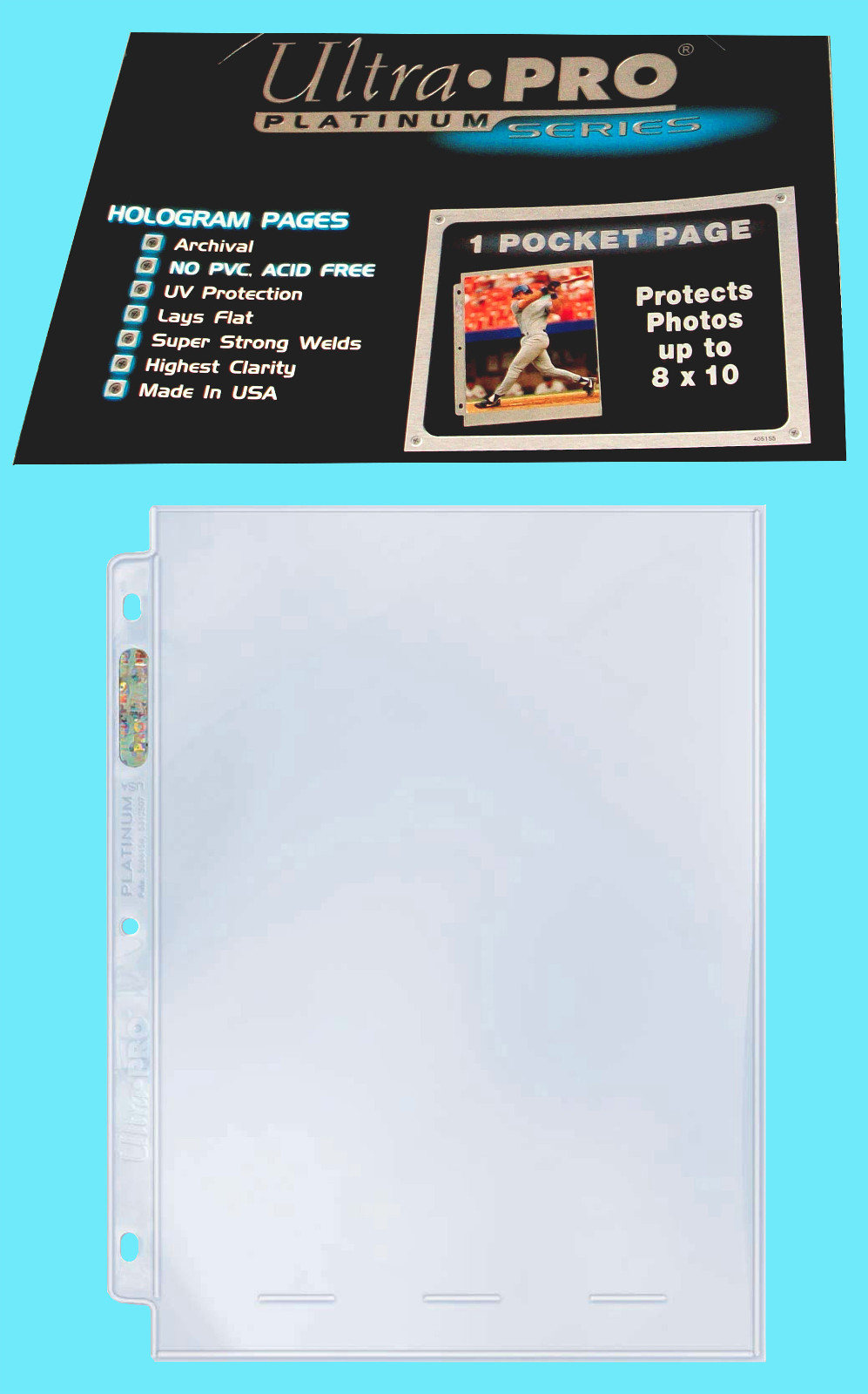 25 Ultra Pro Platinum 1-Pocket 8x10 Pages with 25 6x9 Soft Sleeves