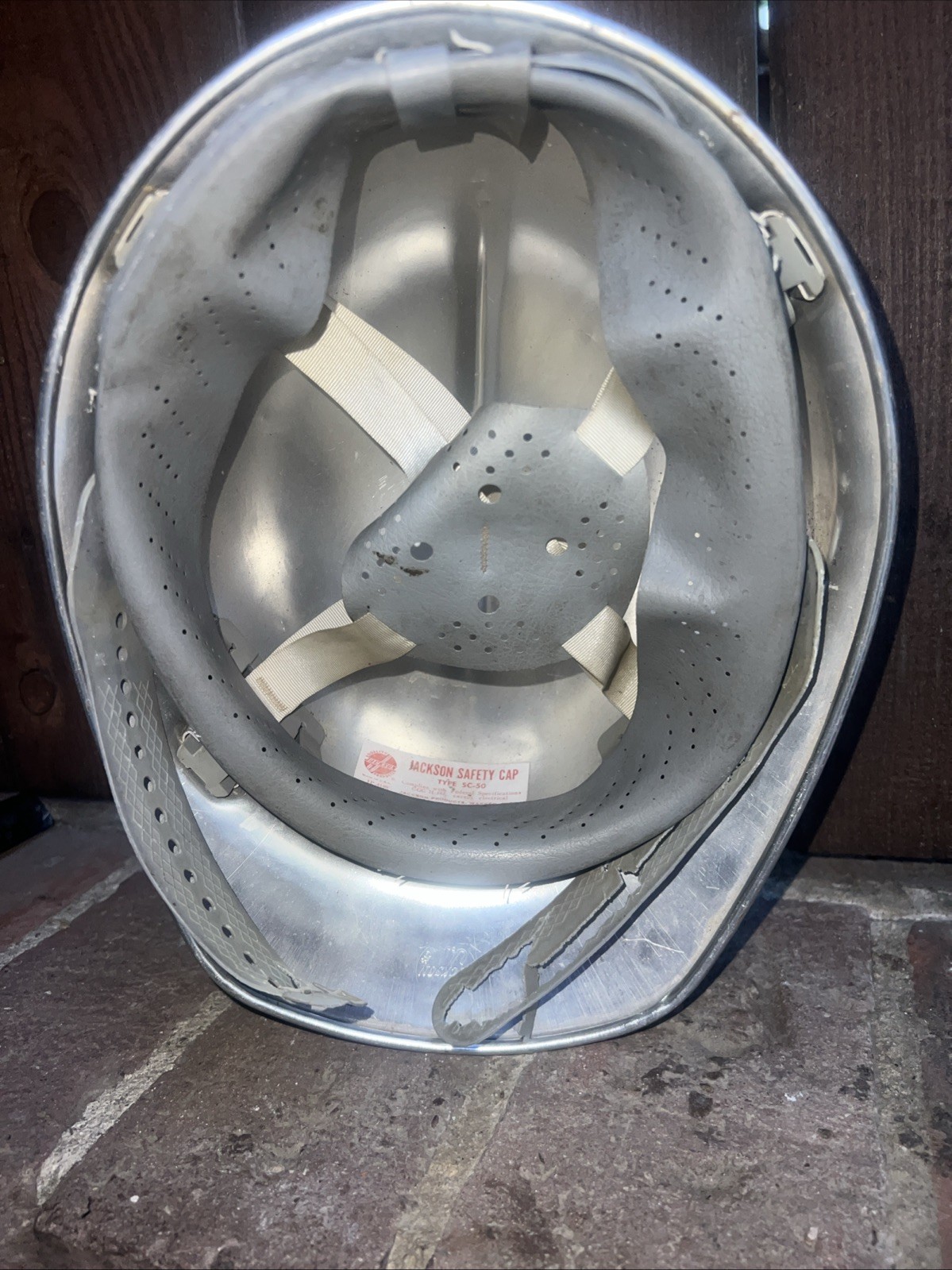 Vtg Safety Hard Hat Helmet Jackson Alumitop Aluminum USA Hardhat Sc 50