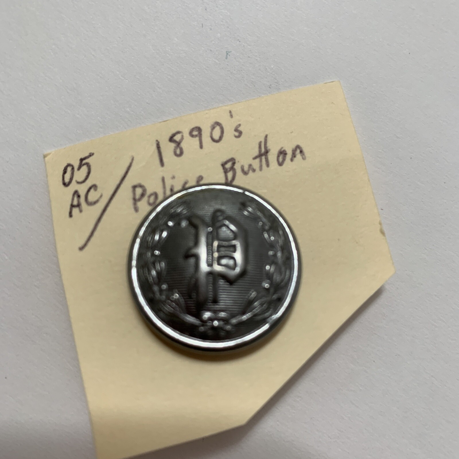 Police Button Vintage Collectible 1890 1 Gold 1 Silver Quality Police Button