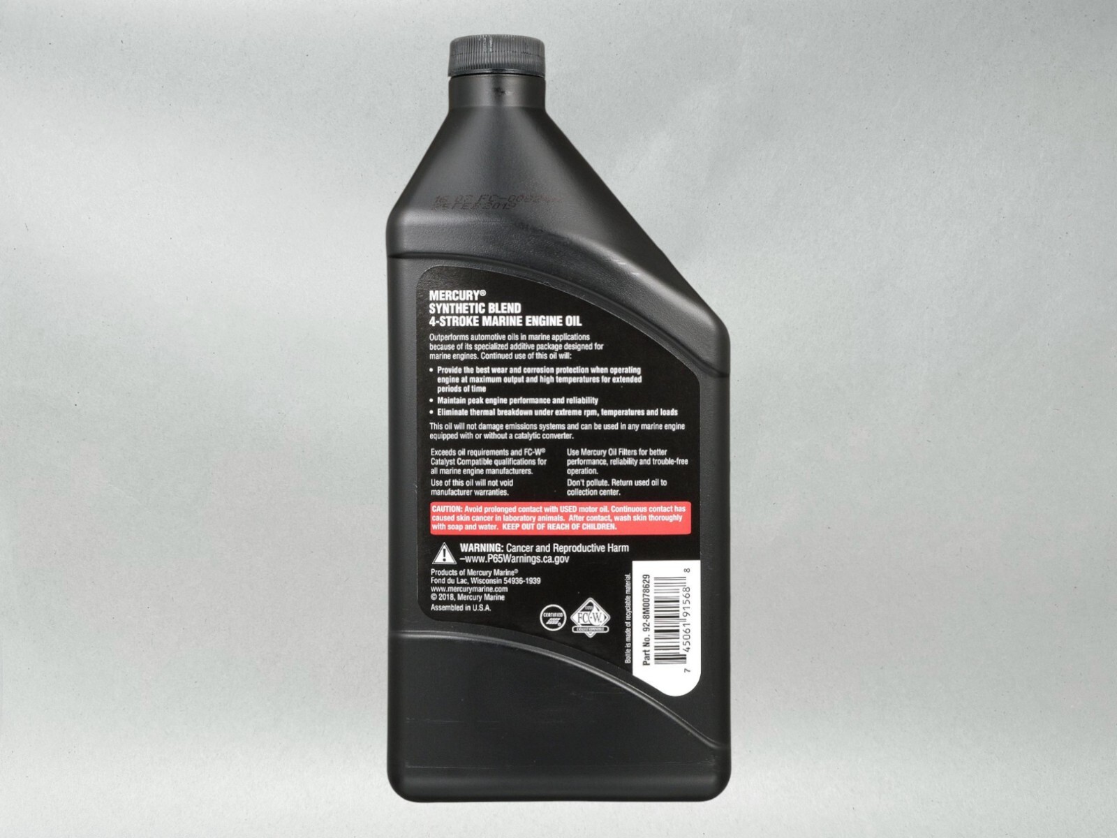 Mercury OEM SAE 25W-40 Synthetic Blend Marine Engine Oil Quart 8M0078629-2PACK