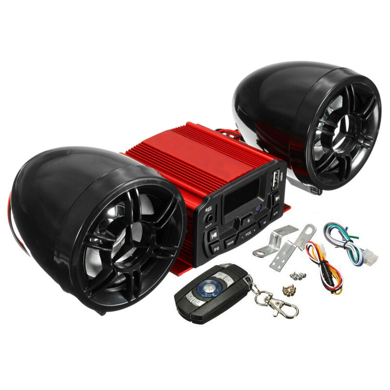 Motorcycle Audio Speakers Kit Bluetooth ATV 4 Wheeler Stereo AUX System FM Radio