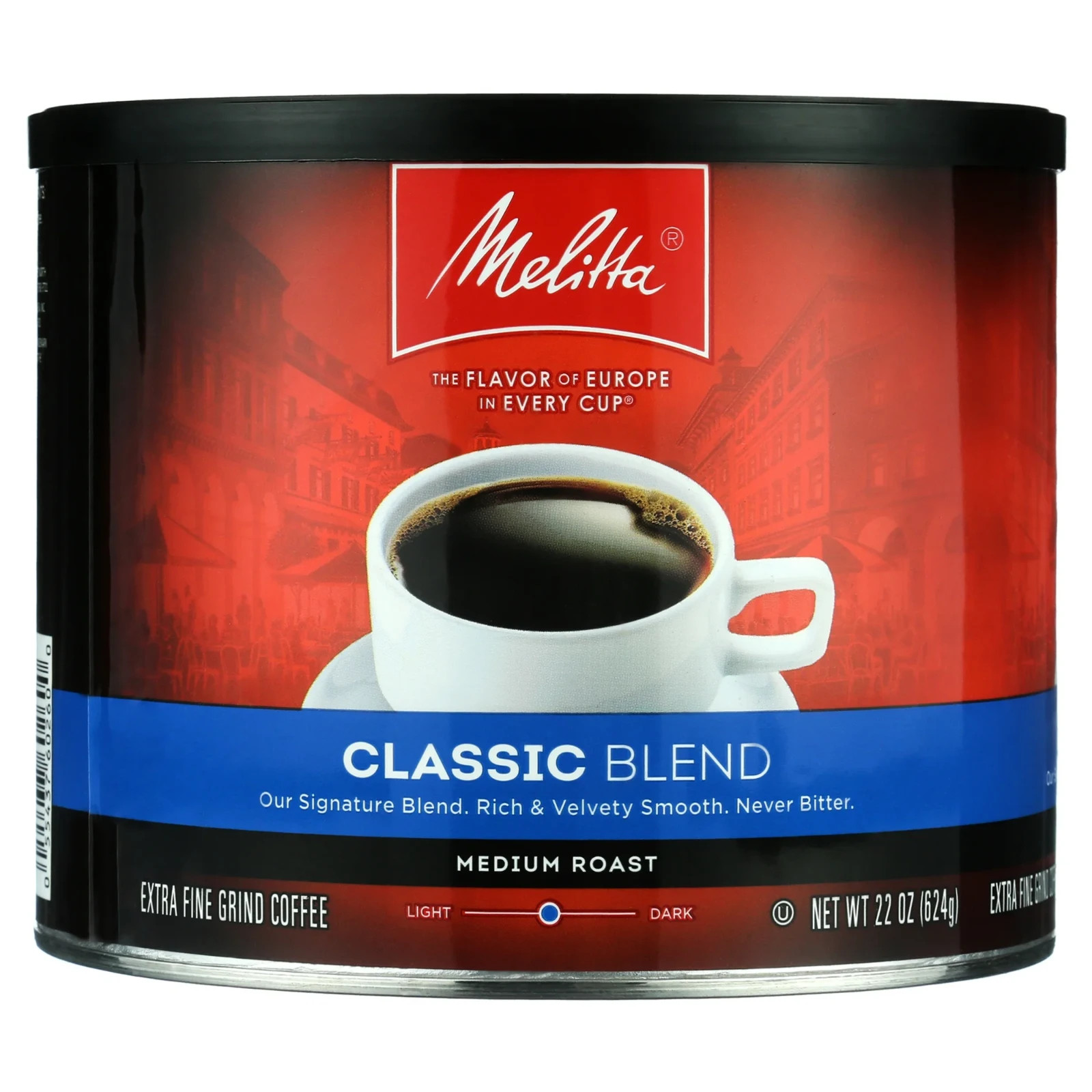 Melitta Classic Roast Caffeinated Canned Coffee, 22oz Can