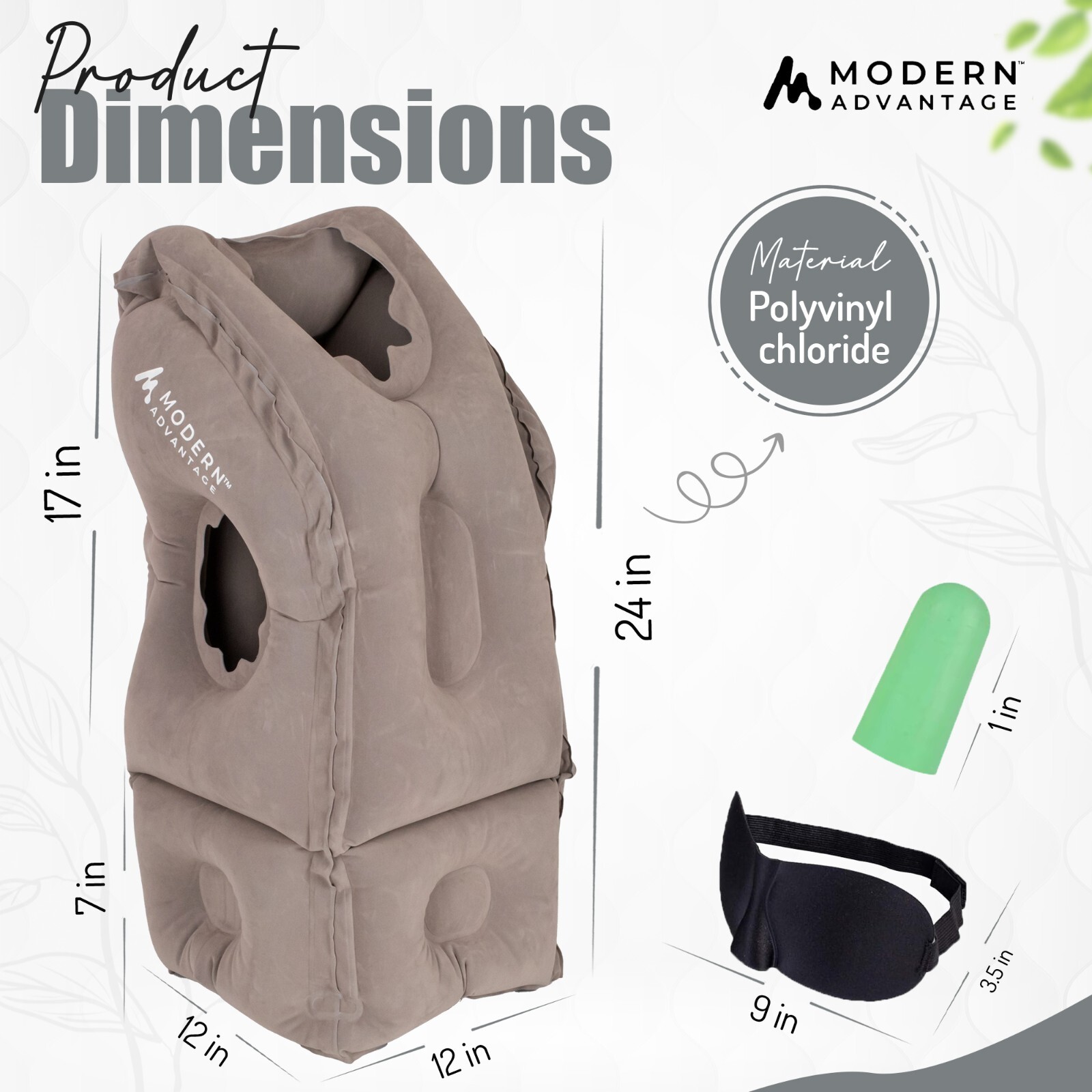 Inflatable Travel Pillow with Extra Bottom Pack of 2 (Grey) FREE SHIPPING