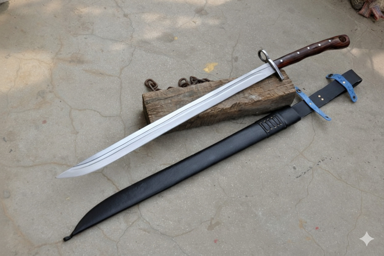 Renaissance Grosse Messer Sword Medieval Single Edge Blade with Leather Sheath