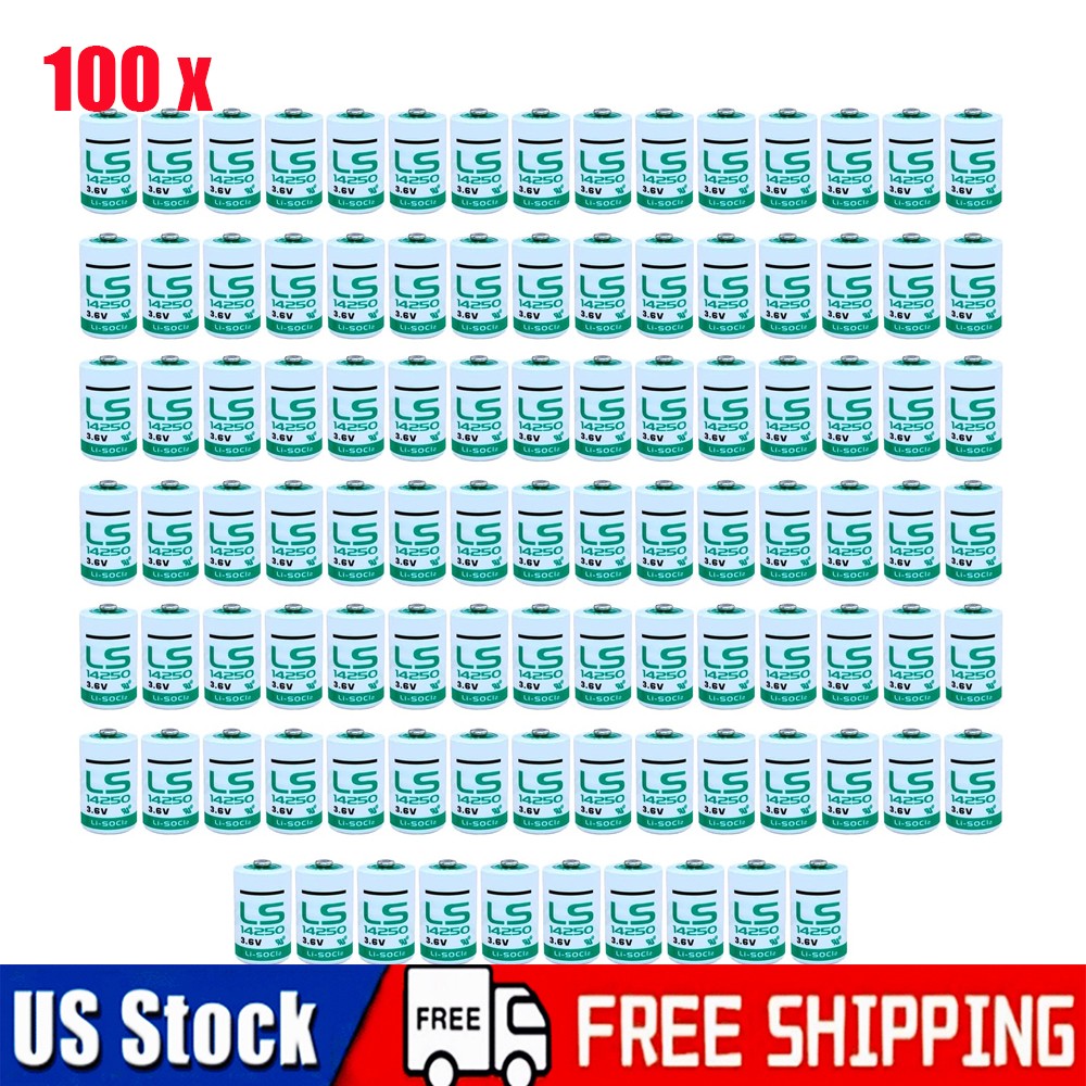 100PCS LS14250 1/2 AA 3.6v Lithium Battery 1200mAh, LS 14250 US STOCK!!!