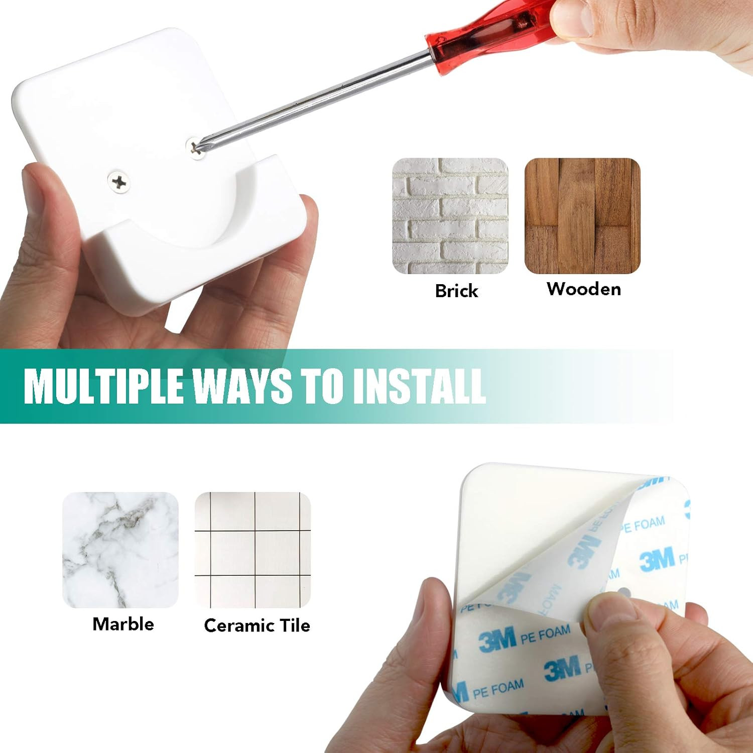 4 Pack Adhesive Shower Tension Rod Holder for Tile | Shower Curtain Rod Retainer