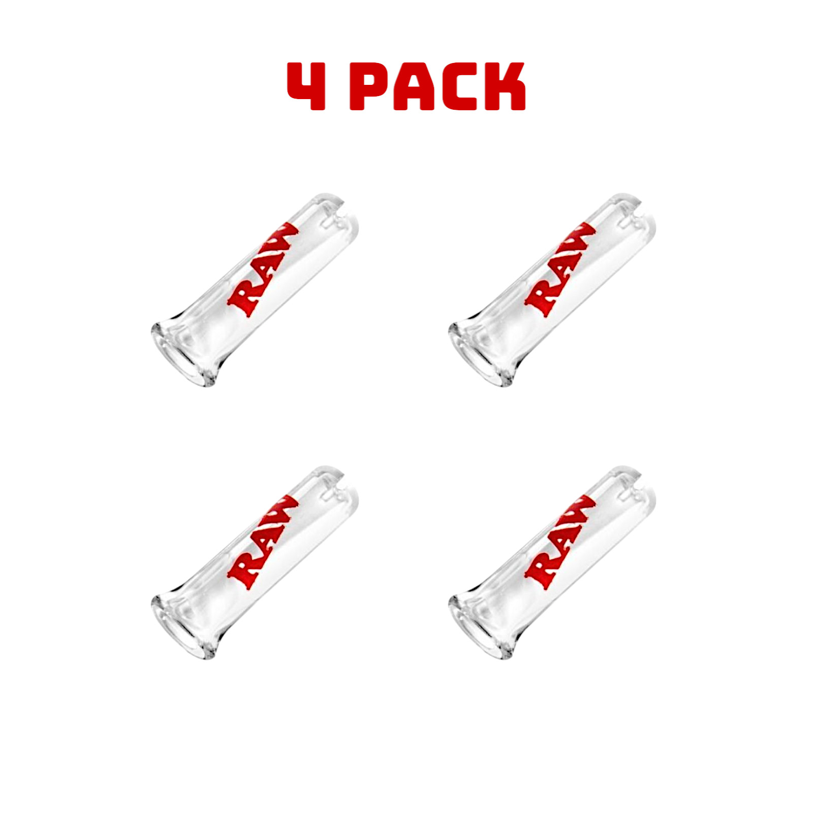 4 Pack RAW X-Tips Glass Filter Tip High-Quality Glass Reusable – Flat Mouthpiece