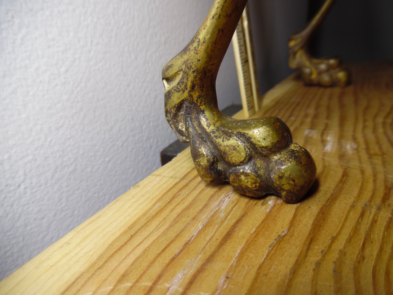 Orig Antique Brass 8" Claw Paw Feet Legs Furniture Stool REPURPOSE 4 Coat Hooks
