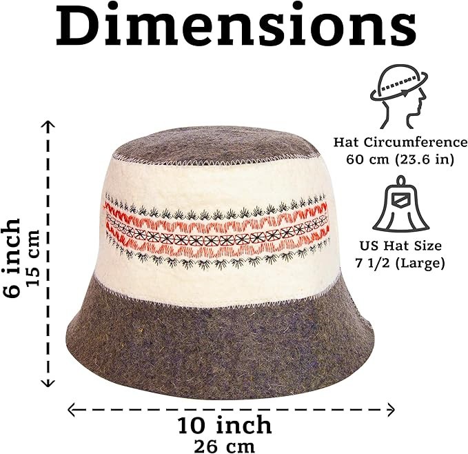 Ukrainian Wool Sauna Hat Embroidered Ornament Vyshyvanka Ukraine Sauna Hat Fi...