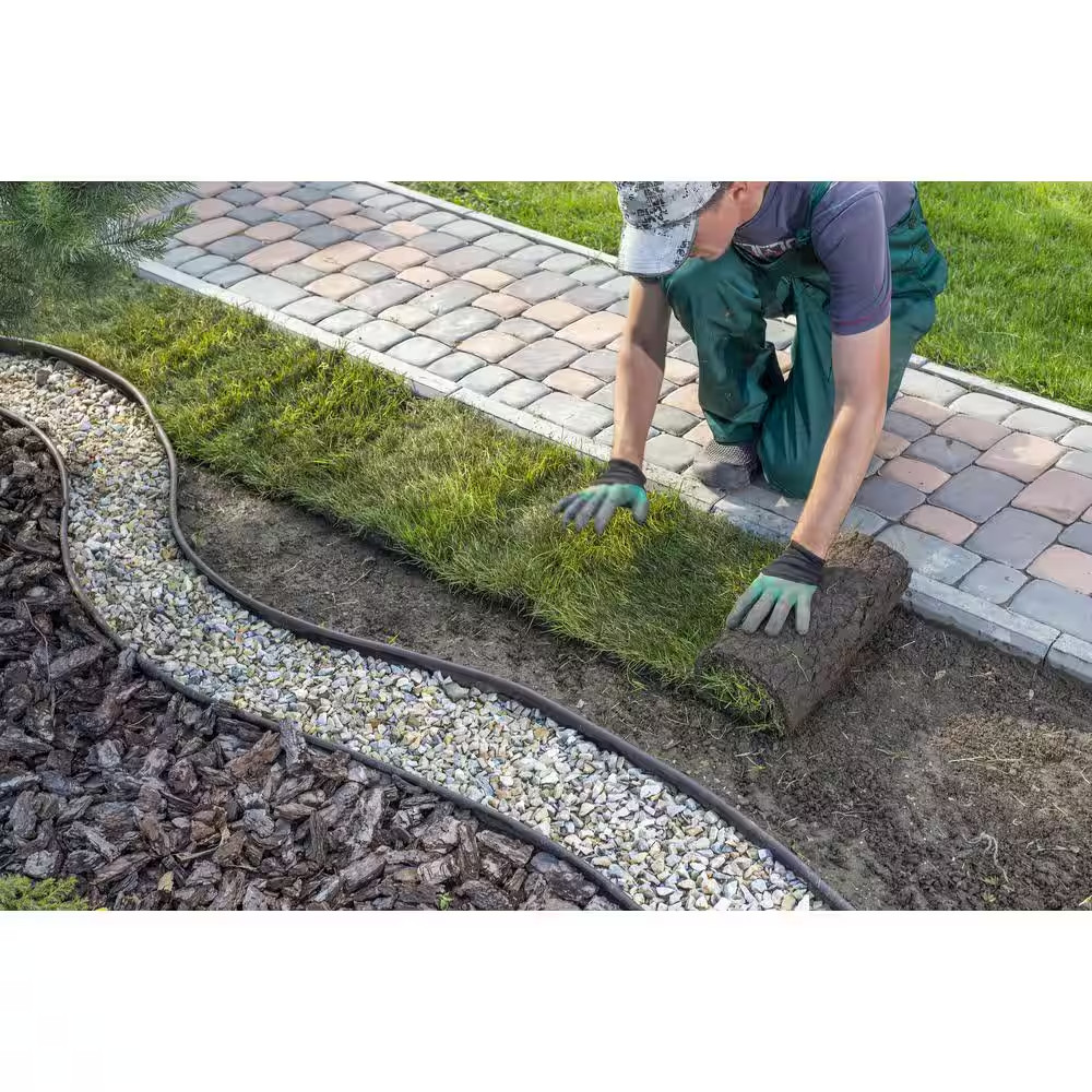 Landscape Edging Black 40ft x 5in Heavy Duty Plastic Garden Border Stakes Set