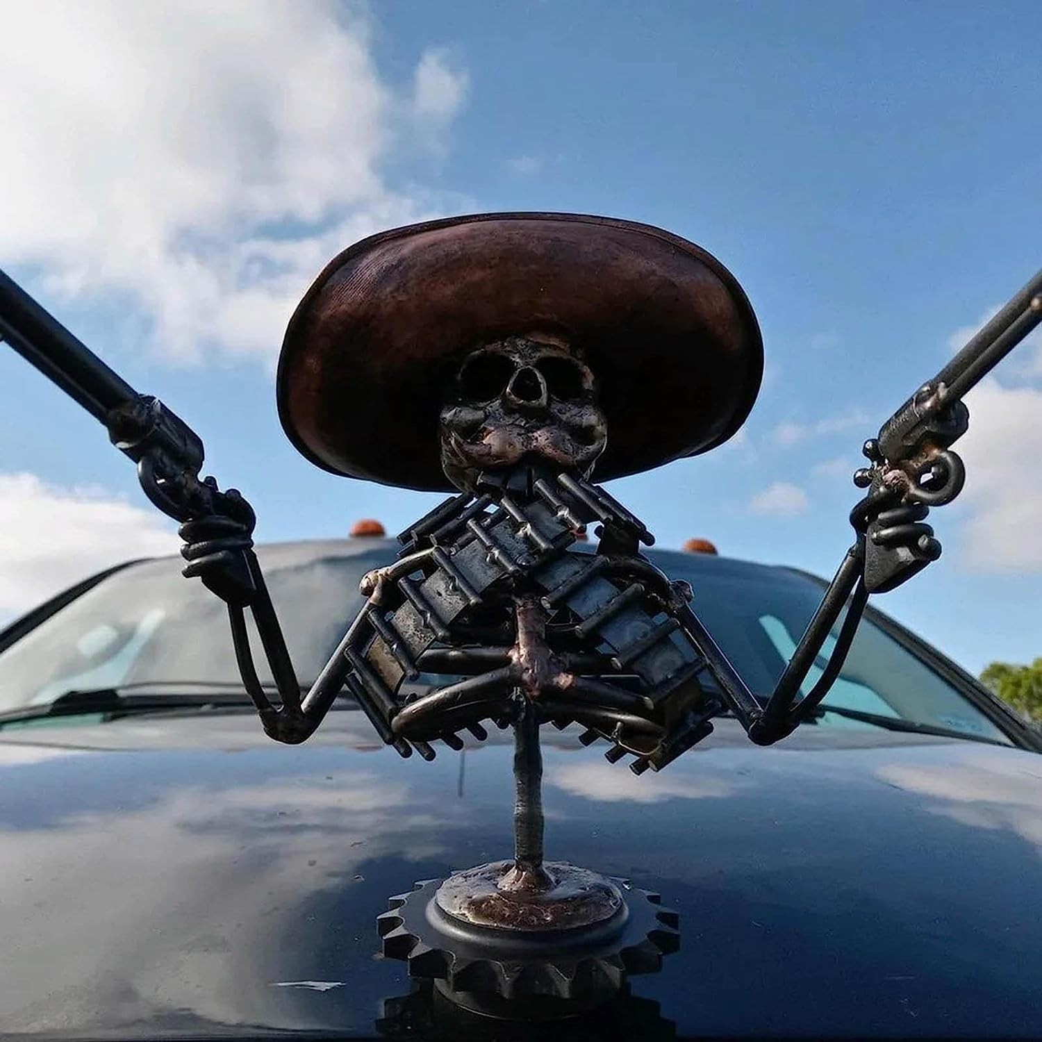 Hood Ornament Cowboy Skull Gunslinger Car Hood Ornaments Car Truck Hood Ornam...