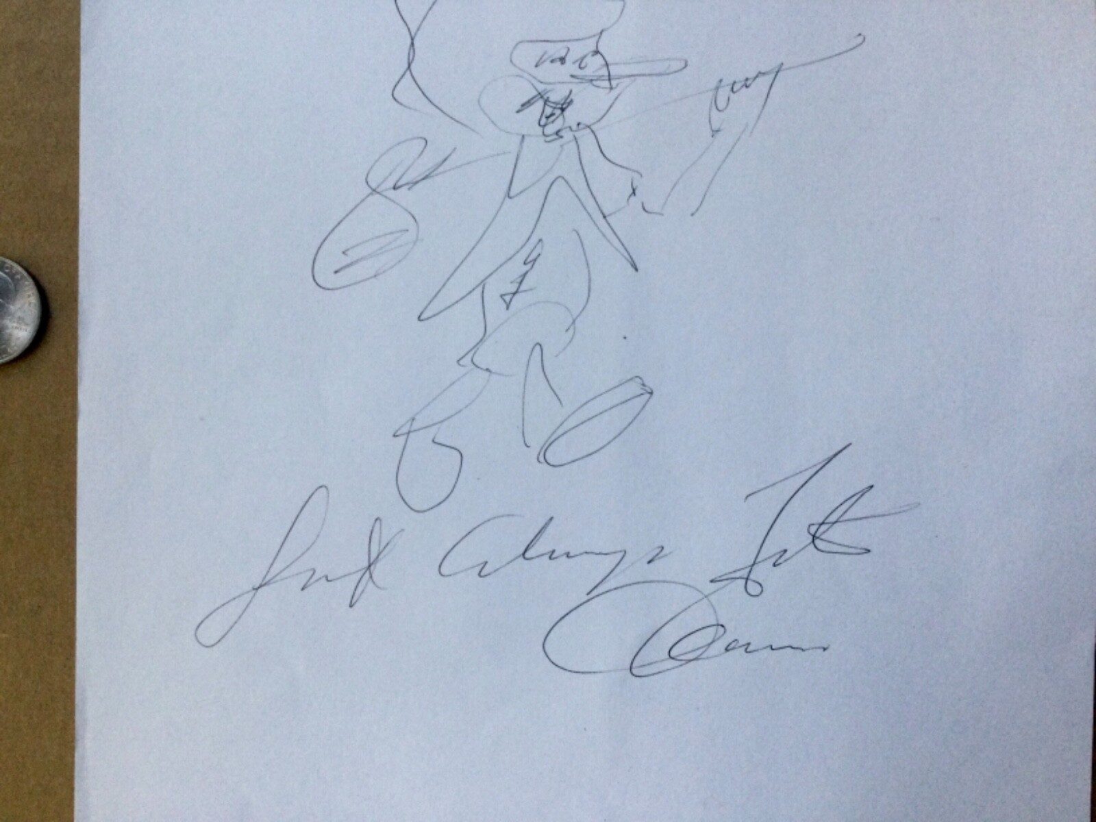 FATS DOMINO 1928-2017 rare hand drawn sketch signed.