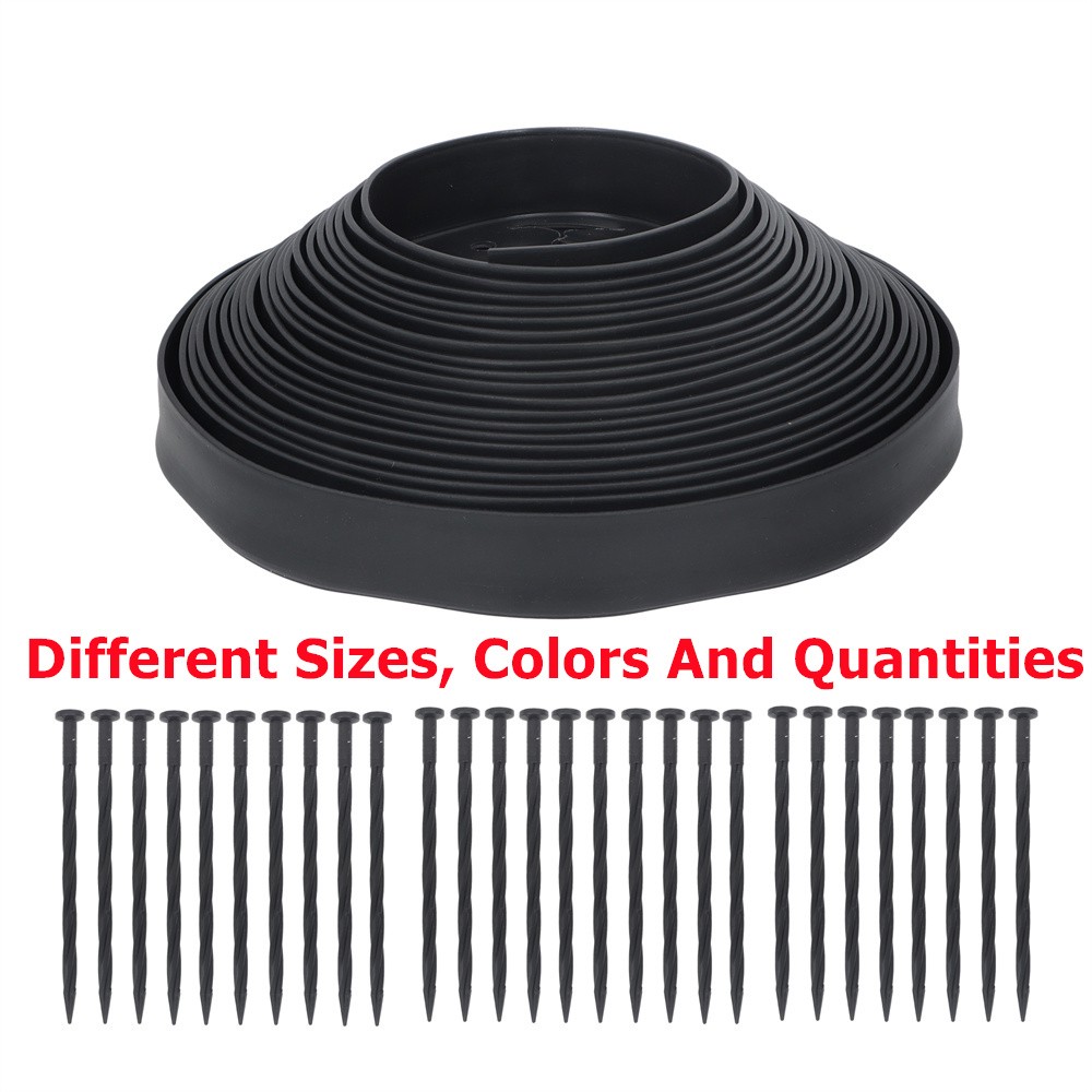 No Dig Lawn Border L-shaped Lawn Garden Edging Kit With Anchoring Spikes Plastic