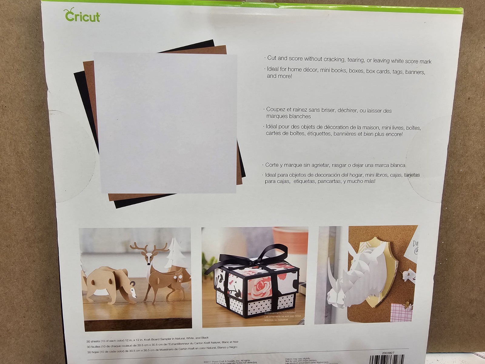 Cricut Kraft Board Sampler Pack 30 Sheets 12x12 Natural, Black & White