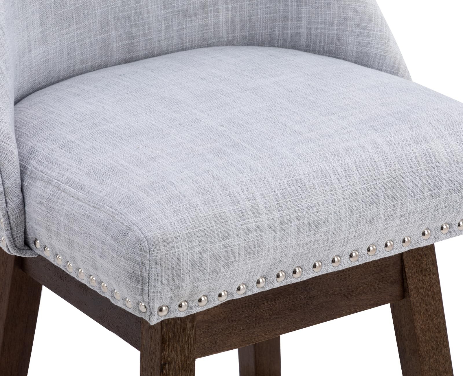 二十世纪中叶现代旋转吧凳,27 英寸,木腿,舒适亚麻织物